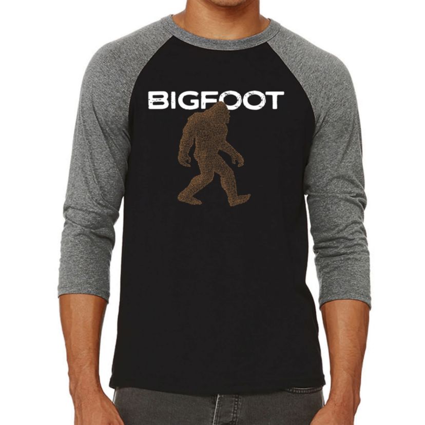 Mens Raglan Baseball Word Art T-Shirt  - Bigfoot