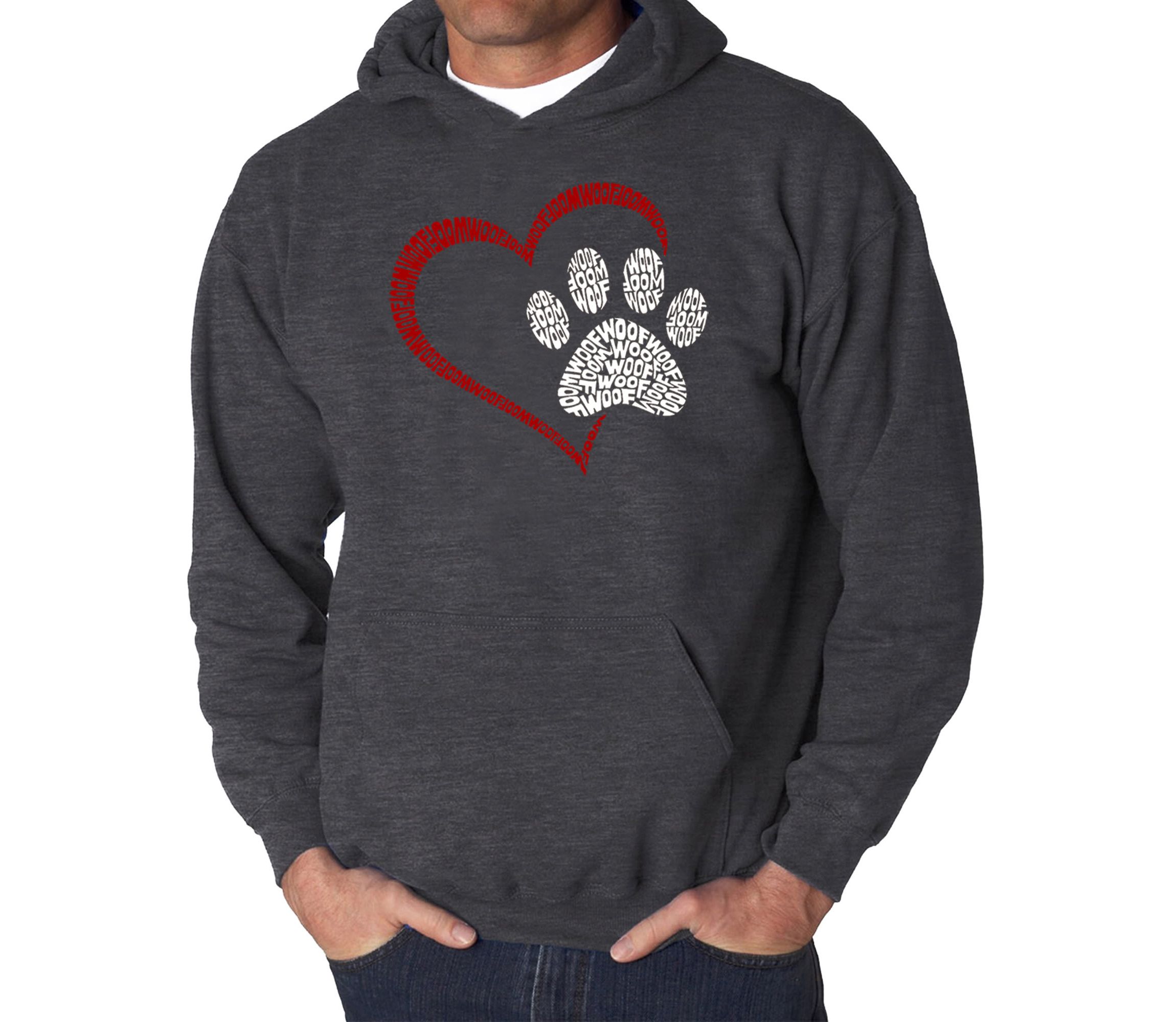 Mens Word Art Hooded Sweatshirt - Paw Heart