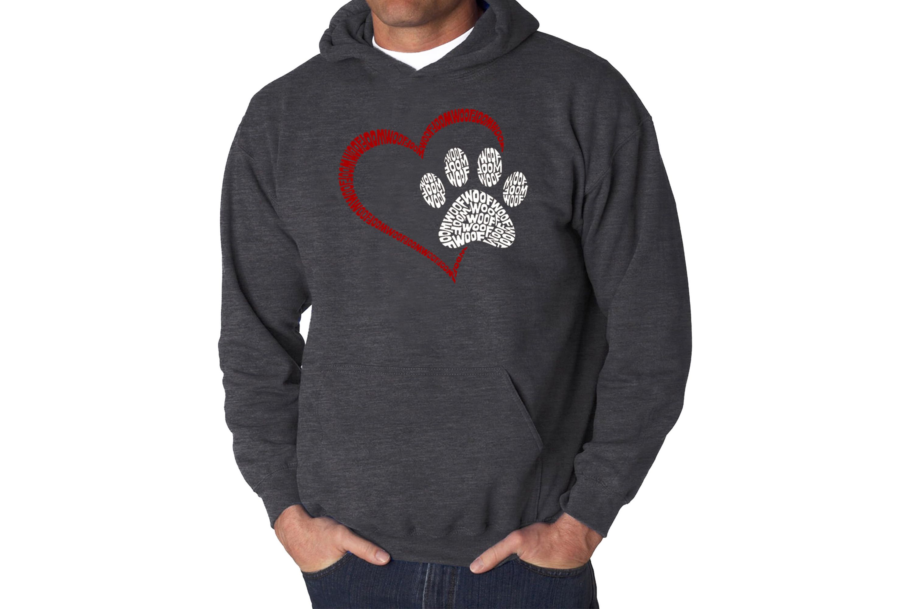 Mens Word Art Hooded Sweatshirt - Paw Heart