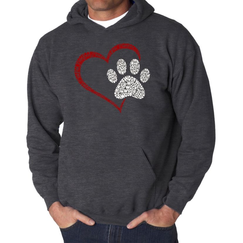 Mens Word Art Hooded Sweatshirt - Paw Heart