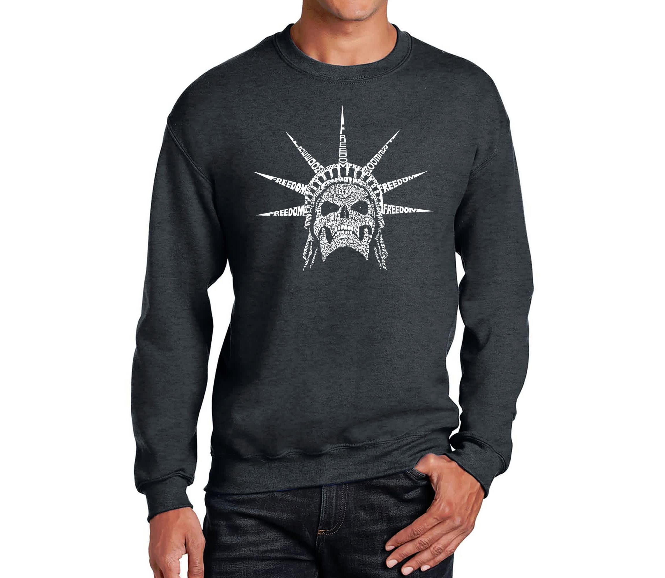 Mens Word Art Crewneck Sweatshirt - Freedom Skull