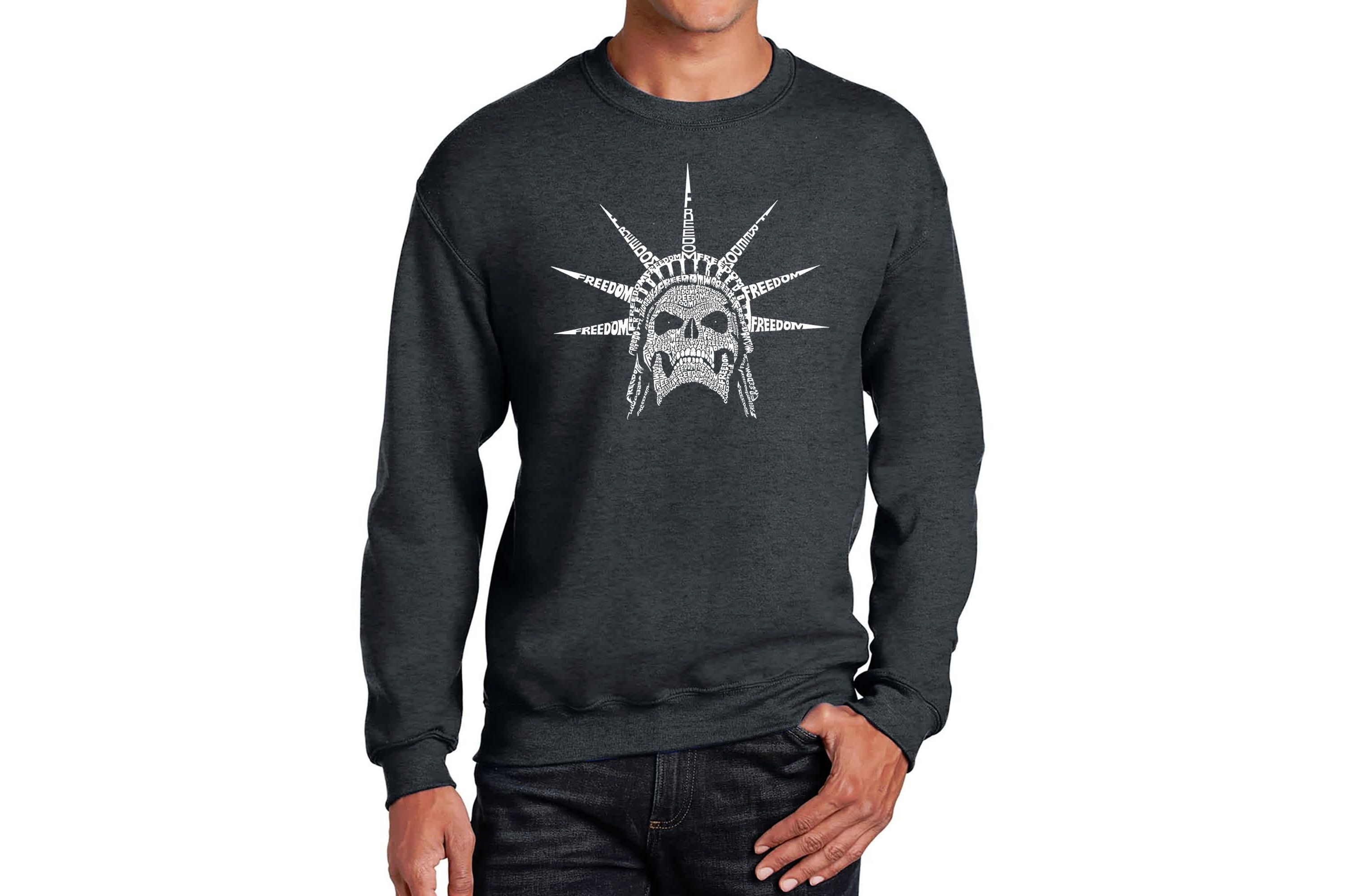 Mens Word Art Crewneck Sweatshirt - Freedom Skull