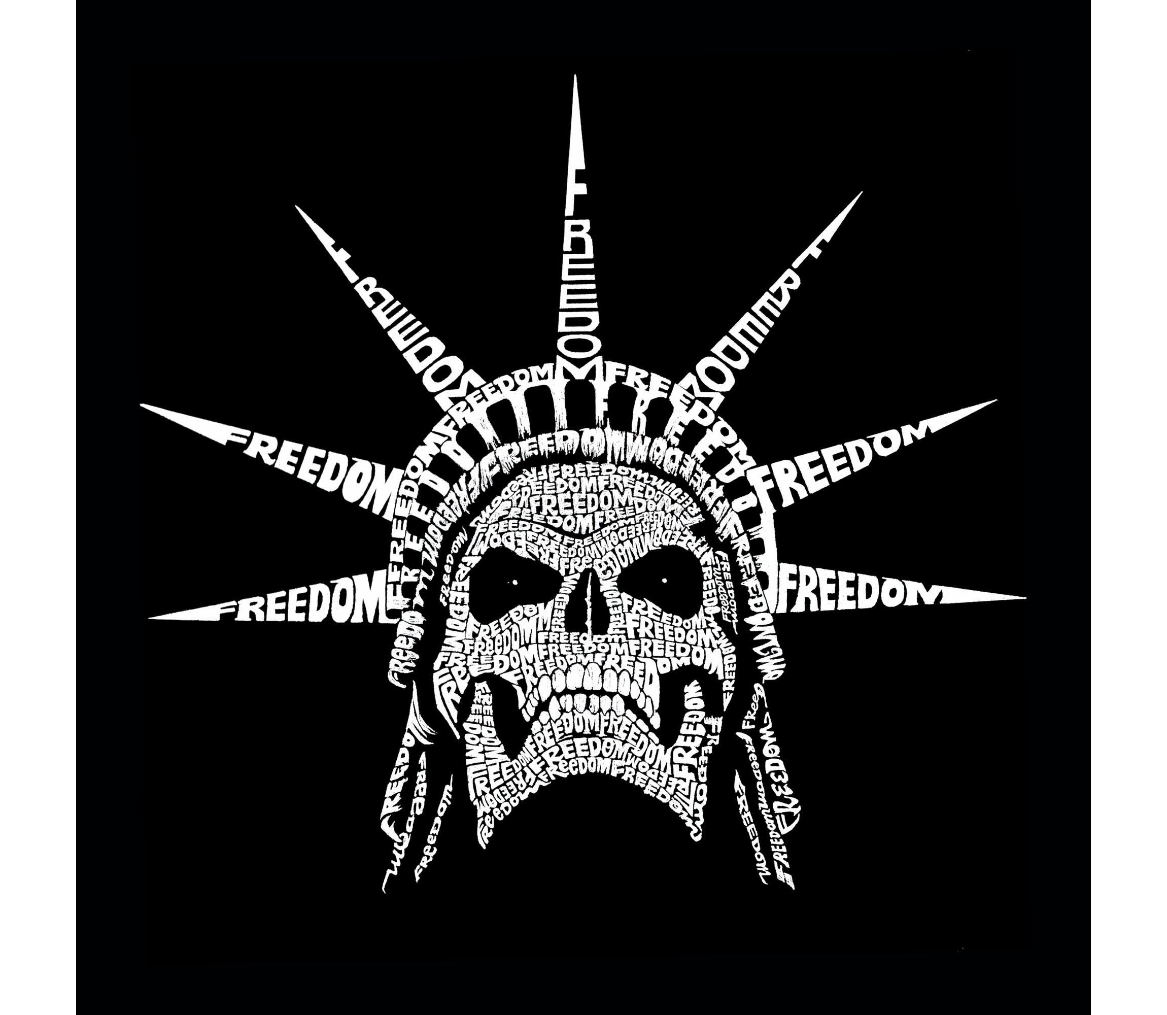 Mens Word Art Crewneck Sweatshirt - Freedom Skull