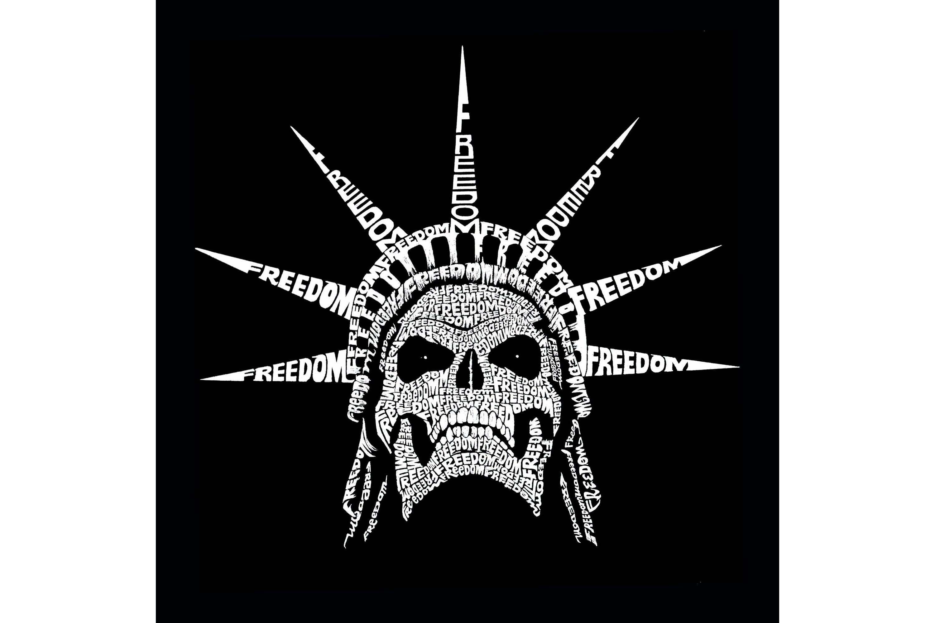 Mens Word Art Crewneck Sweatshirt - Freedom Skull