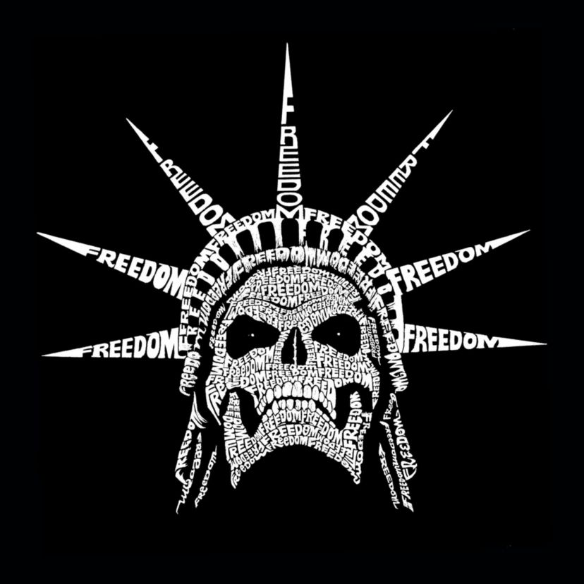 Mens Word Art Crewneck Sweatshirt - Freedom Skull