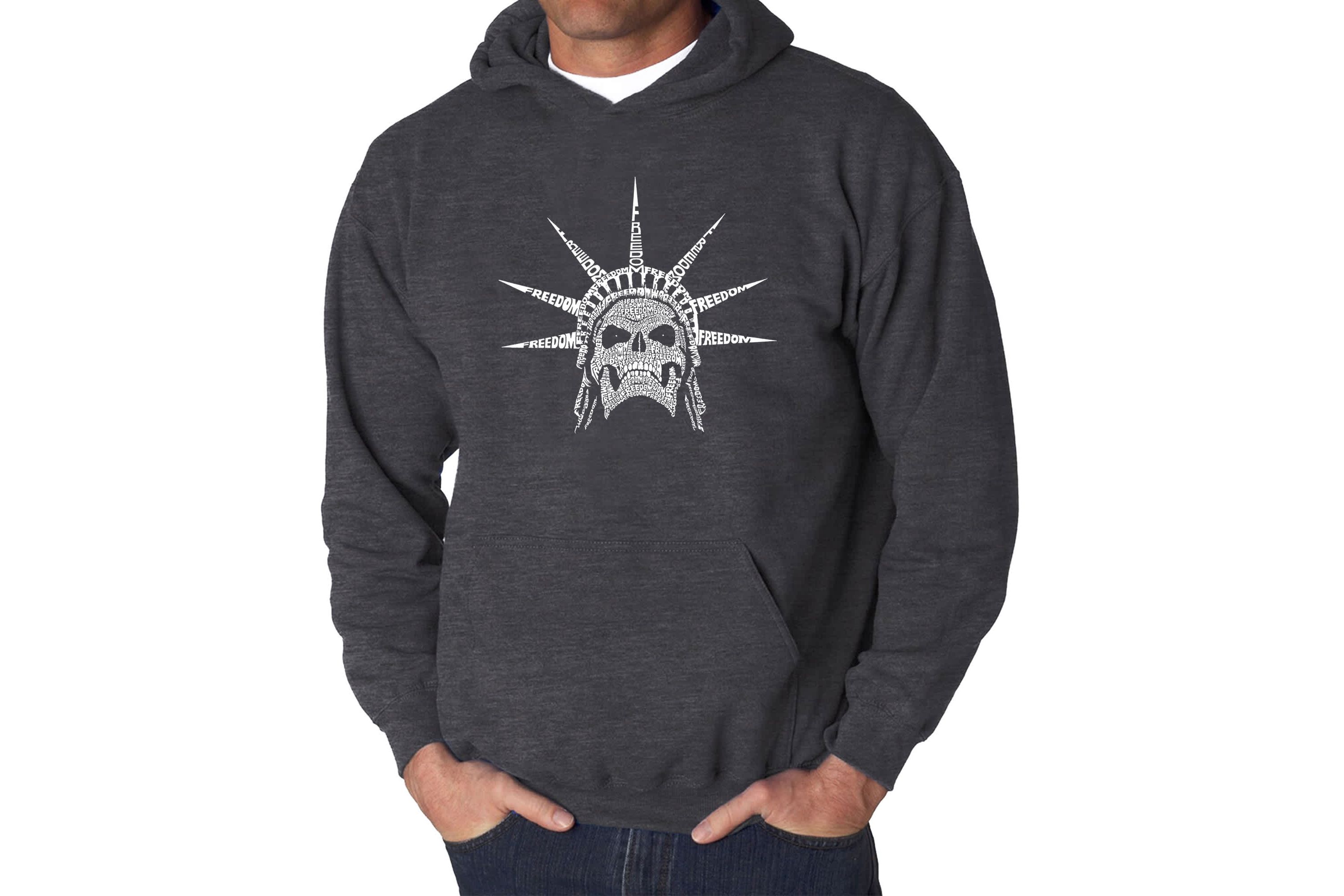 Mens Word Art Hooded Sweatshirt - Freedom Skull