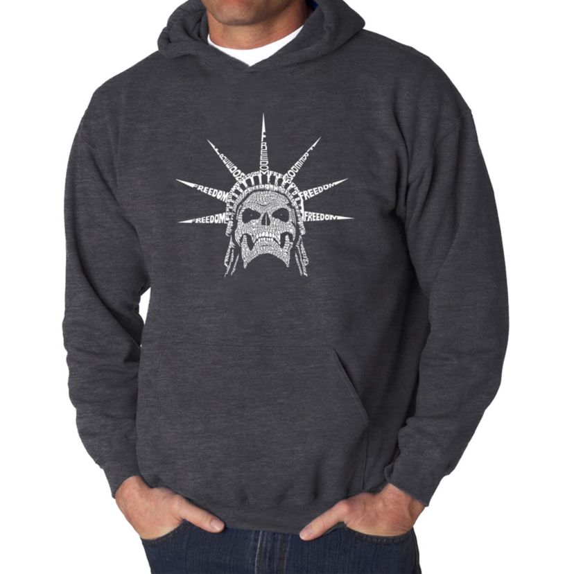 Mens Word Art Hooded Sweatshirt - Freedom Skull