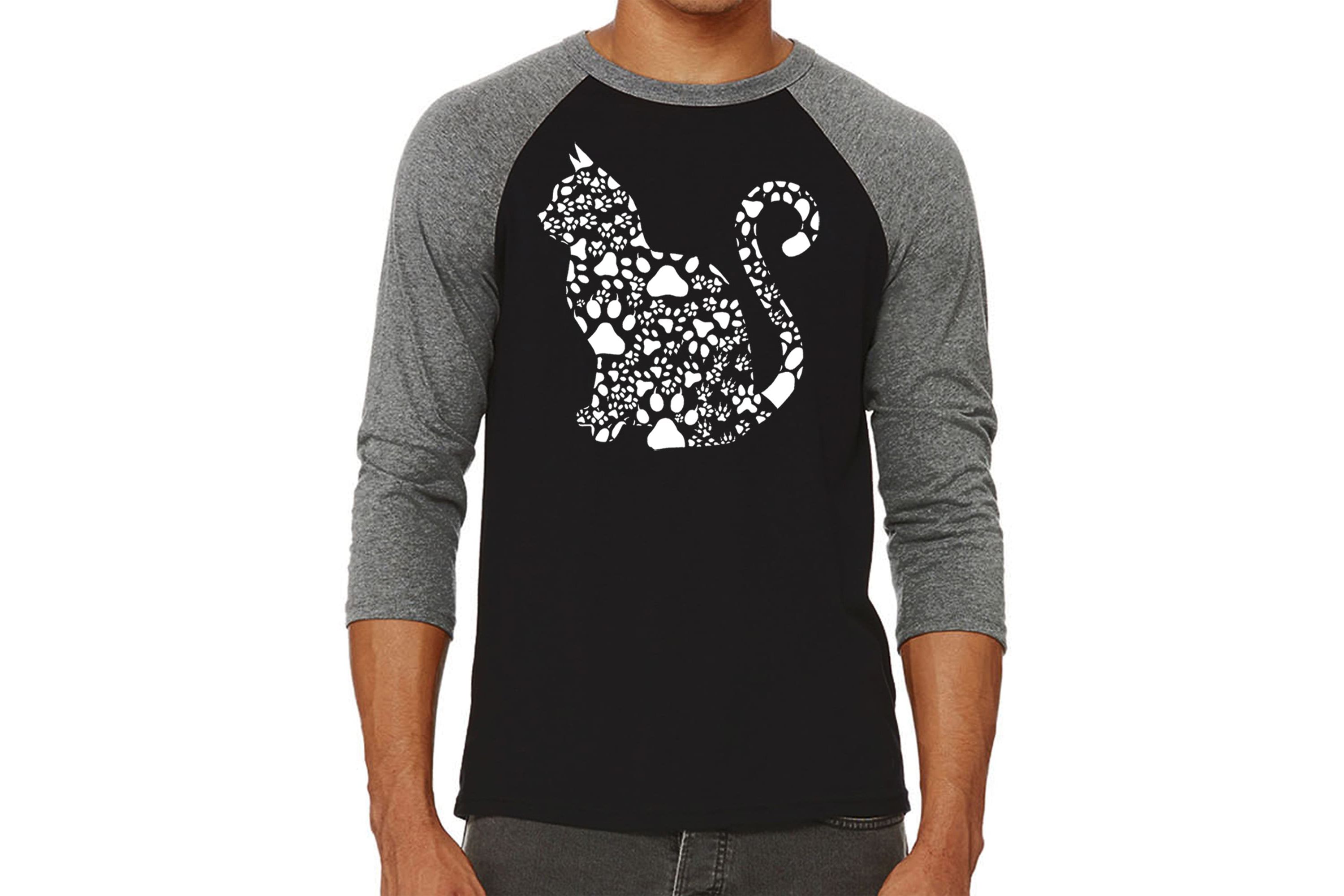 Mens Raglan Baseball Word Art T-Shirt - Cat Claws