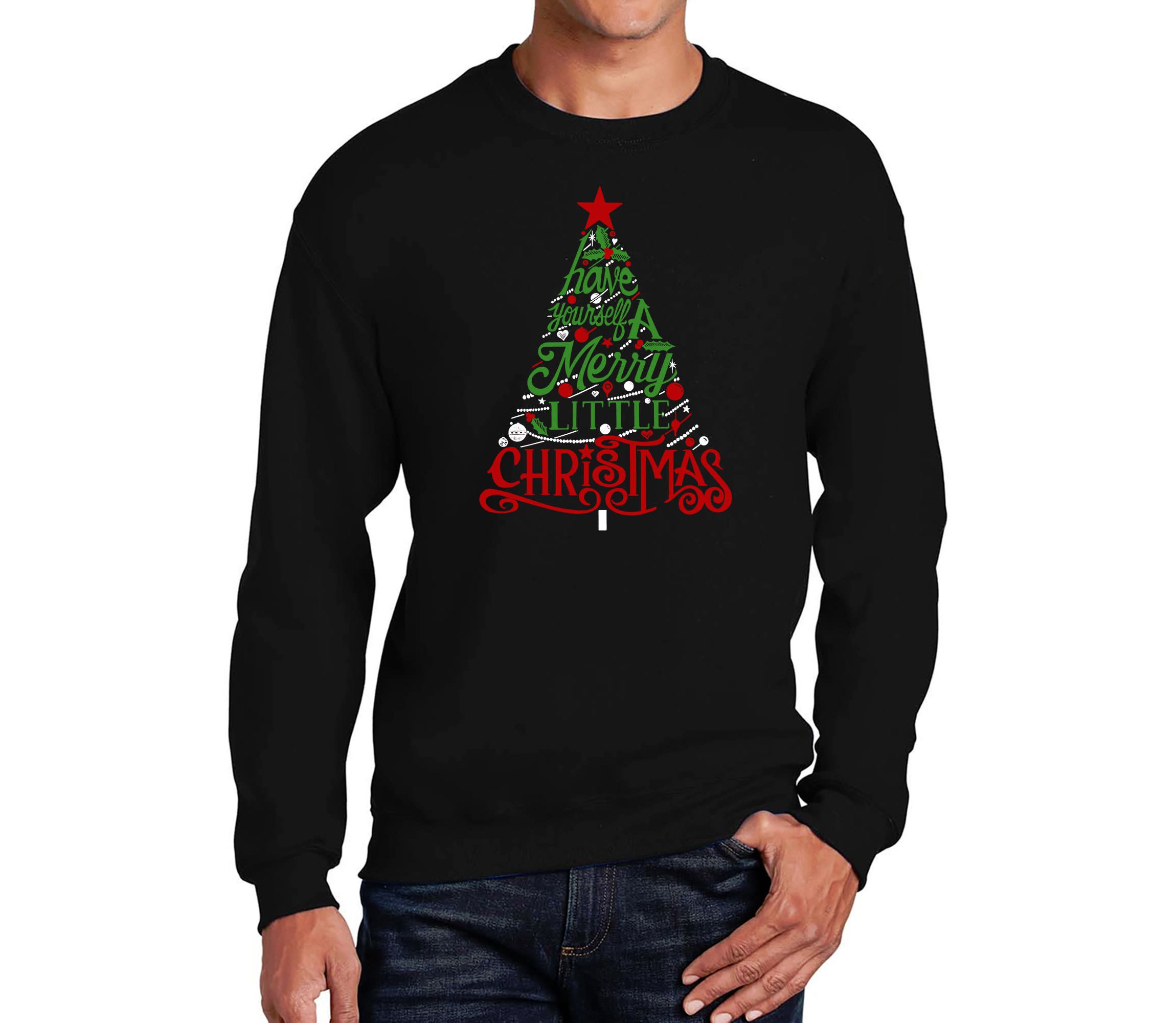 Mens Word Art Crewneck Sweatshirt - Have Yourself a Merry Little Christmas