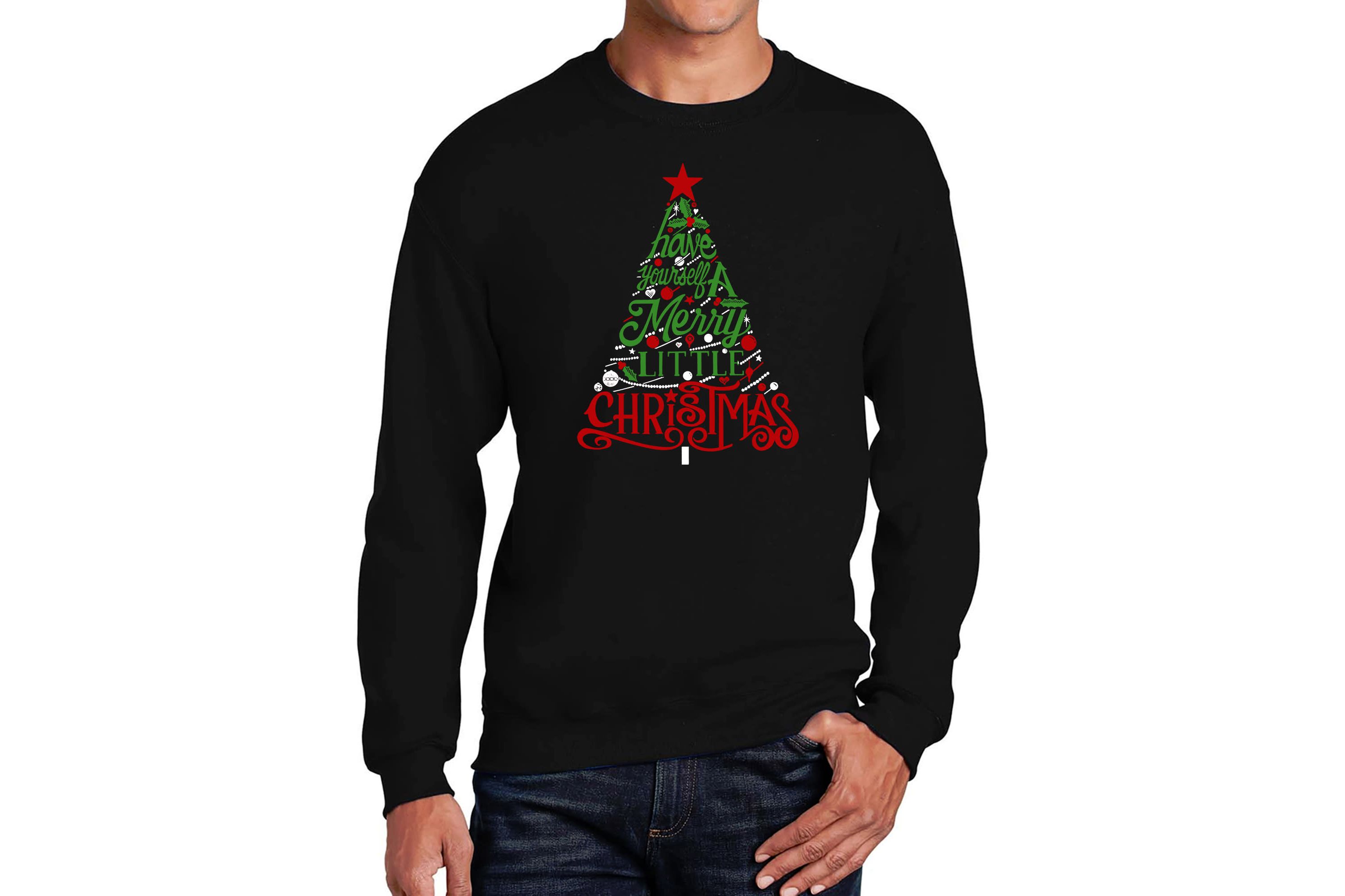 Mens Word Art Crewneck Sweatshirt - Have Yourself a Merry Little Christmas