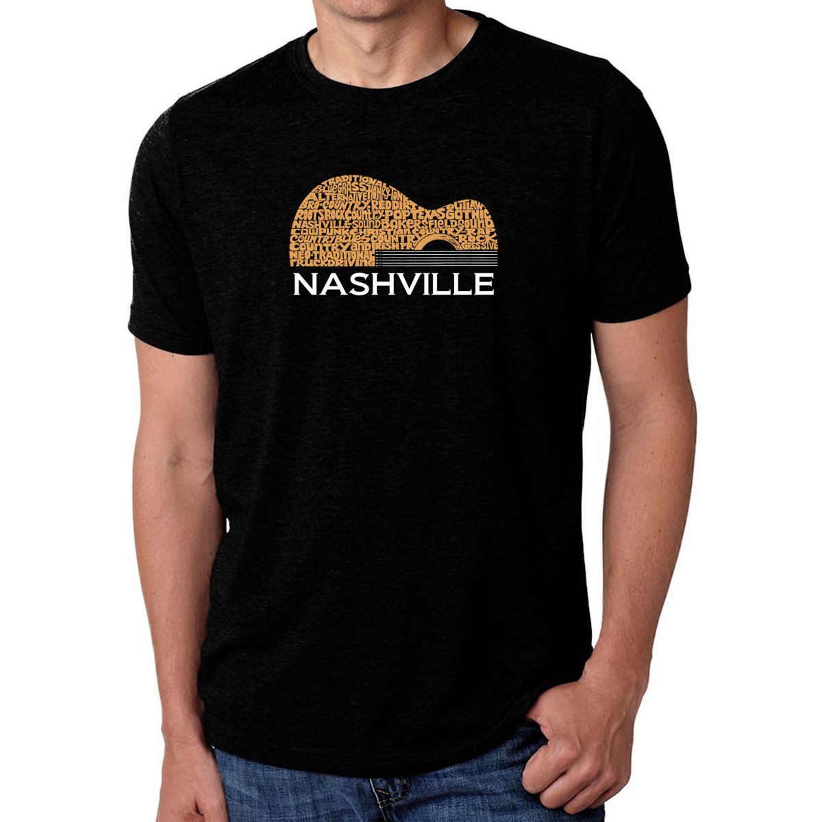 Mens Premium Blend Word Art T-Shirt  - Nashville Guitar