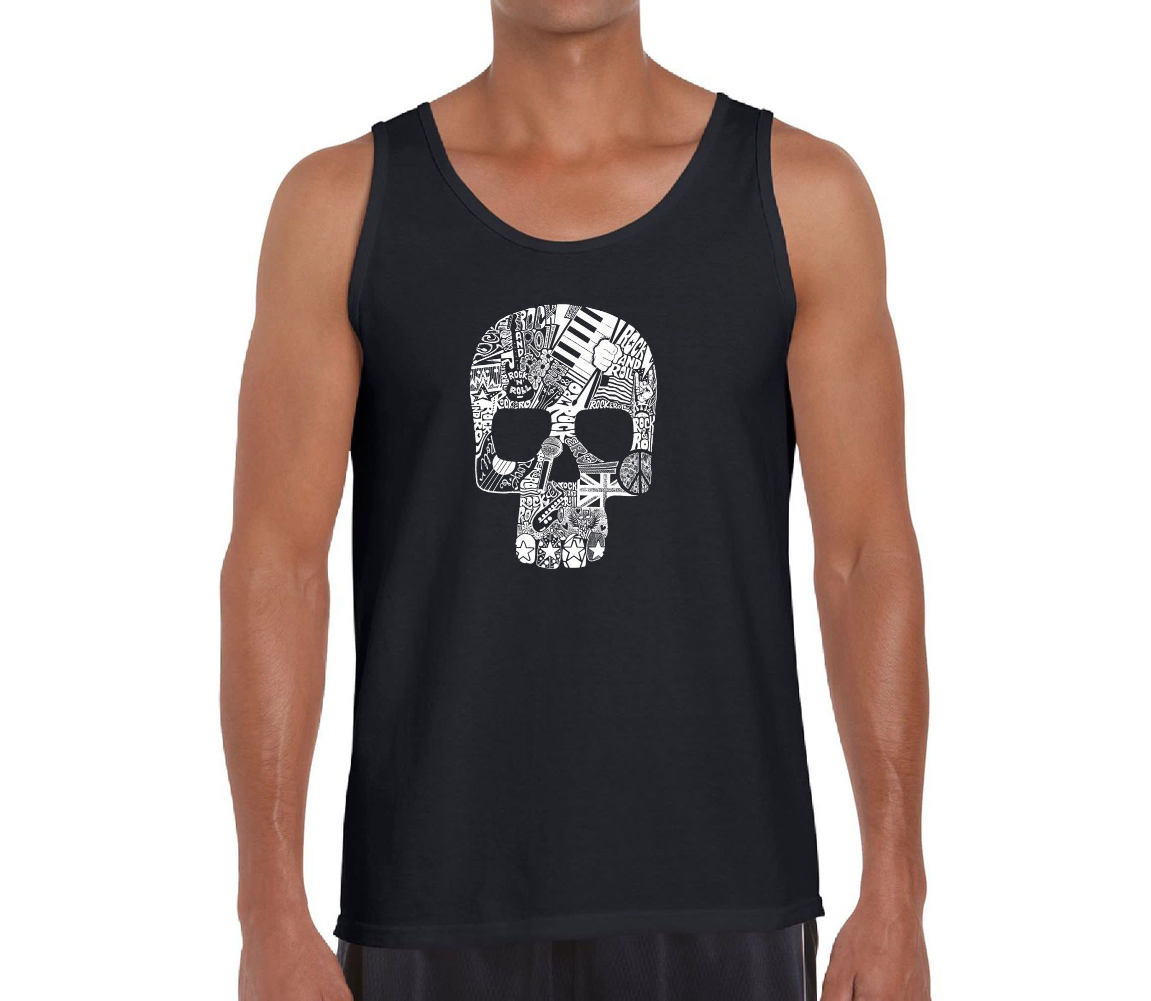 Mens Word Art Tank Top  - Rock n Roll Skull