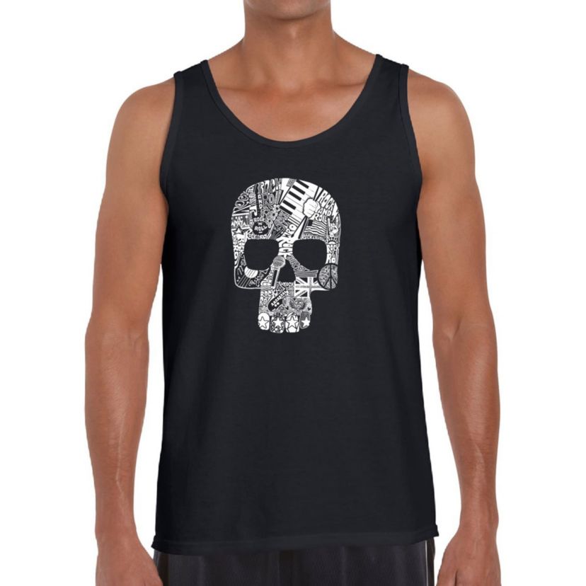 Mens Word Art Tank Top  - Rock n Roll Skull