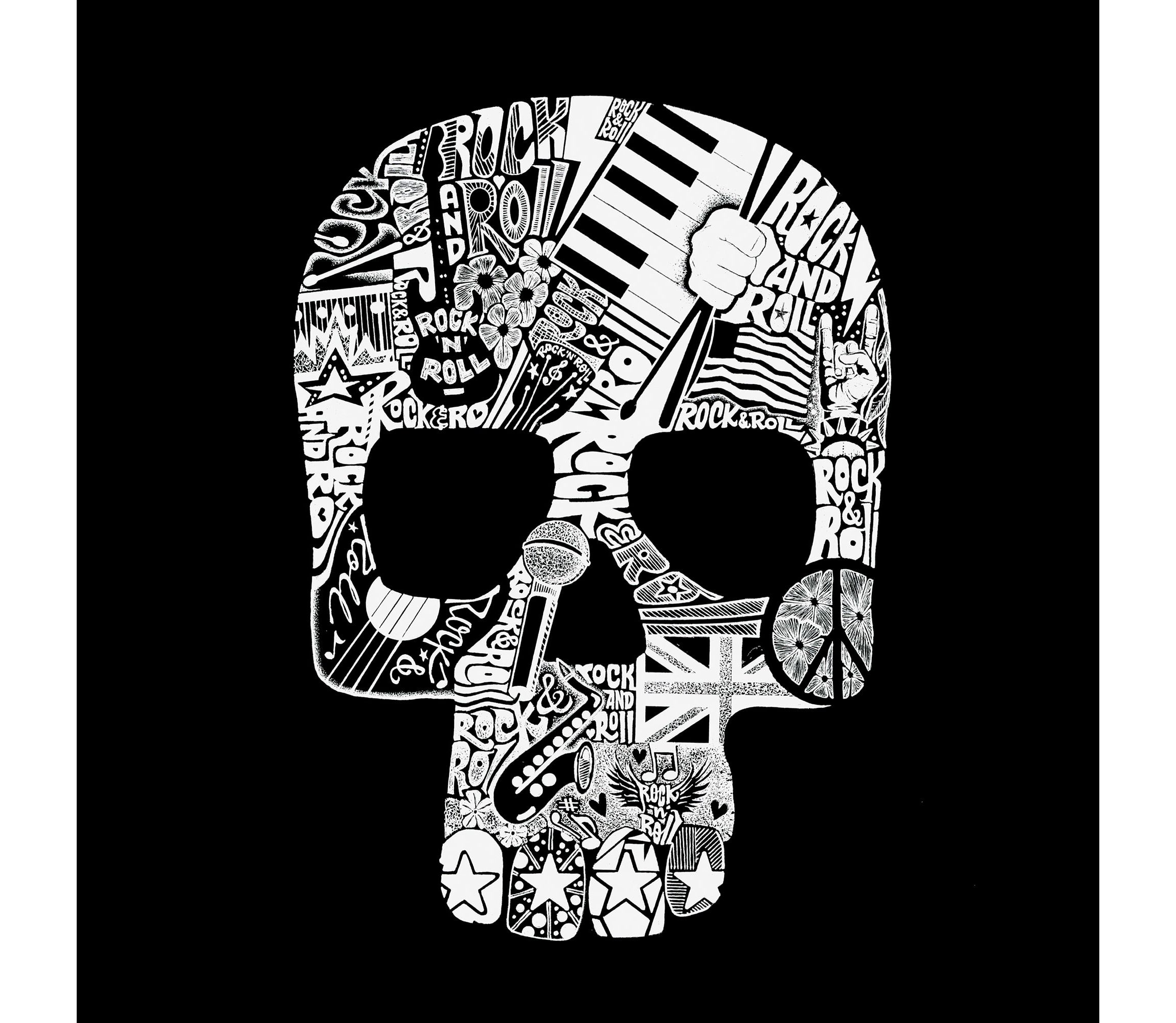 Mens Word Art Tank Top  - Rock n Roll Skull