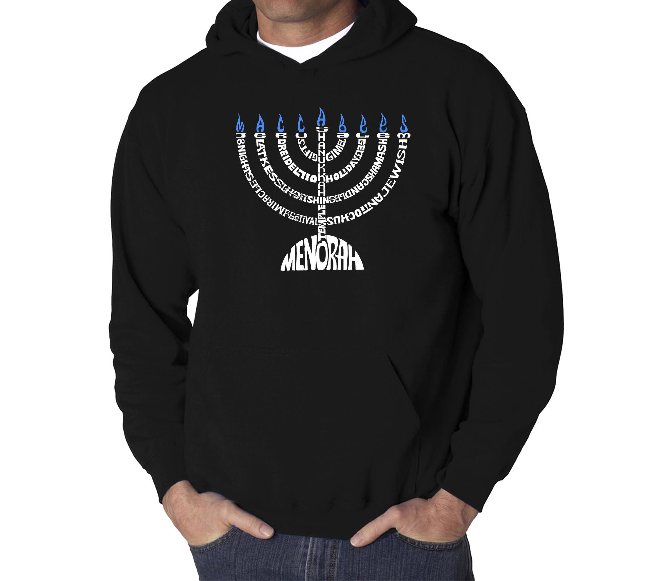 Mens Word Art Hooded Sweatshirt - Menorah
