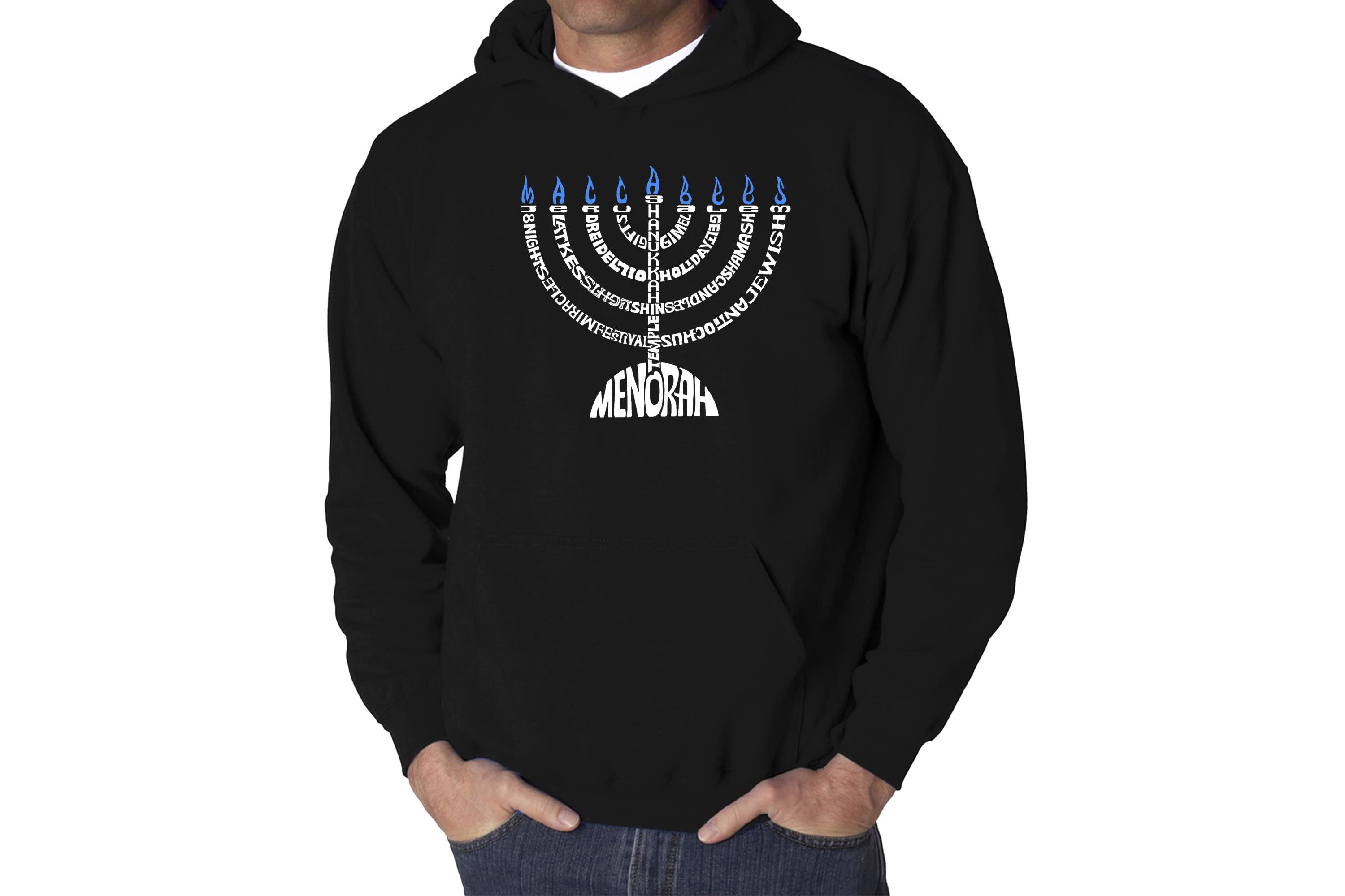 Mens Word Art Hooded Sweatshirt - Menorah
