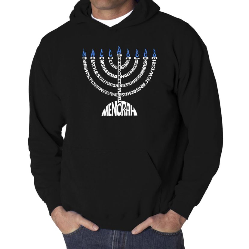Mens Word Art Hooded Sweatshirt - Menorah