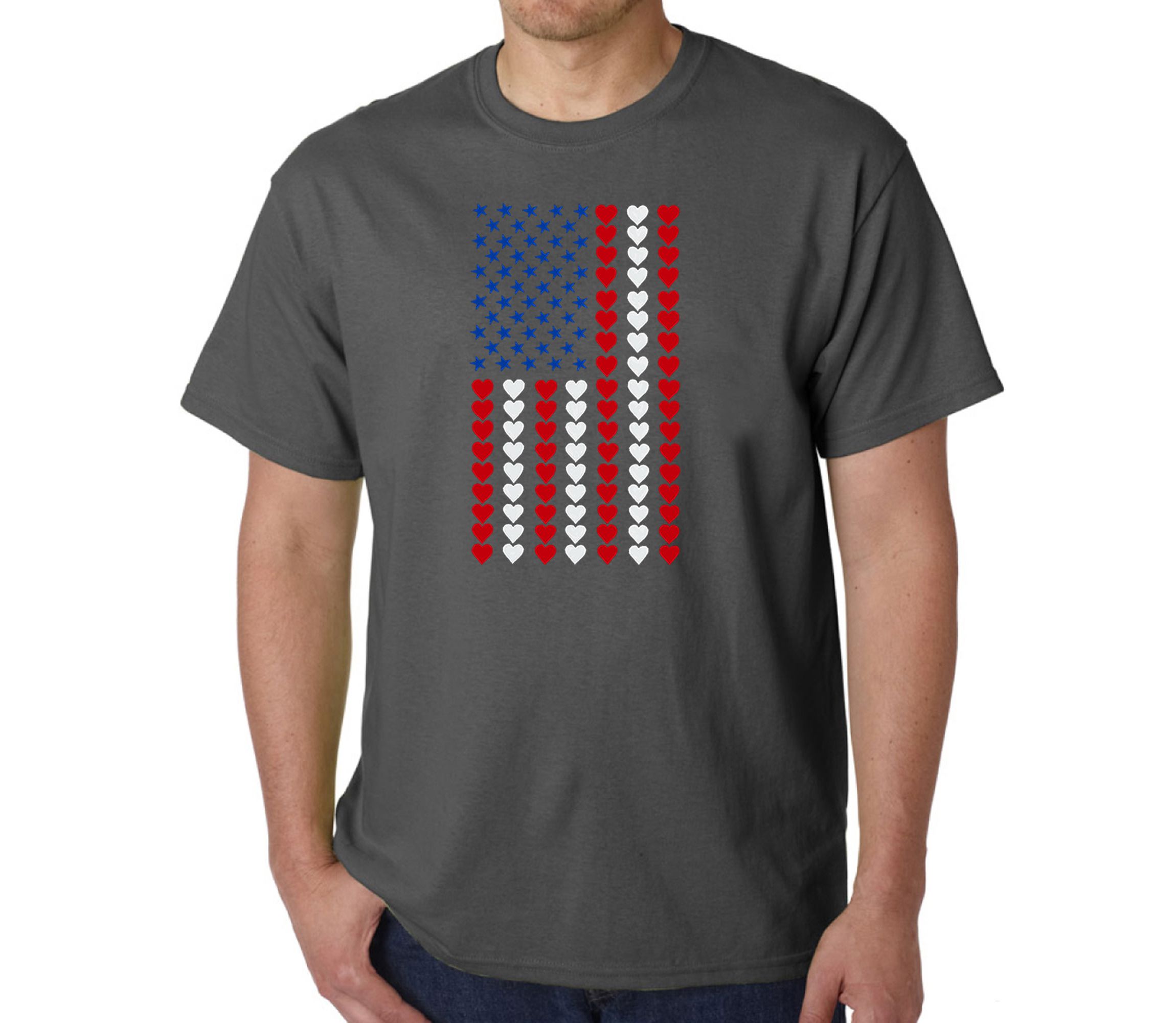 Mens Word Art T-Shirt - Heart Flag