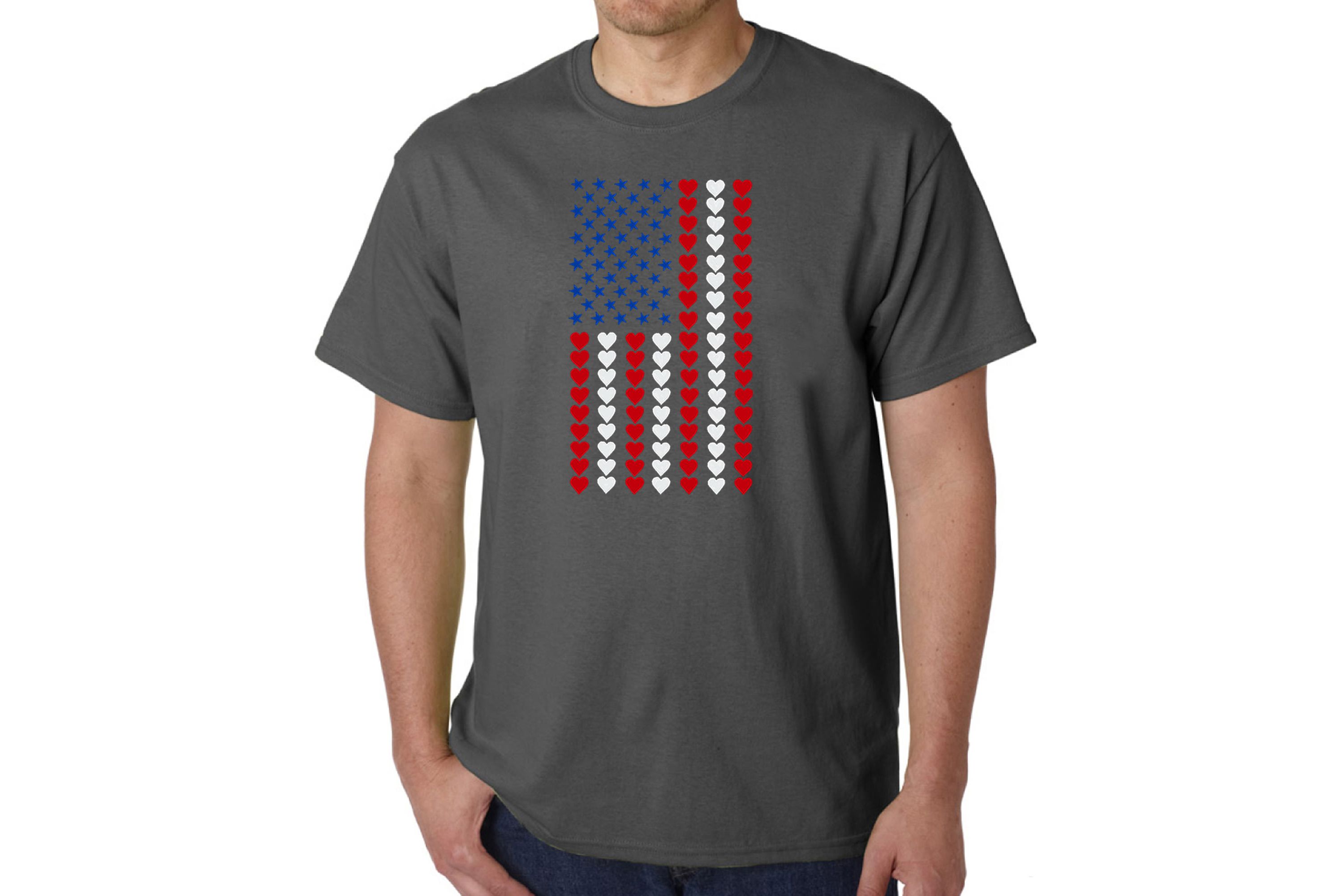 Mens Word Art T-Shirt - Heart Flag