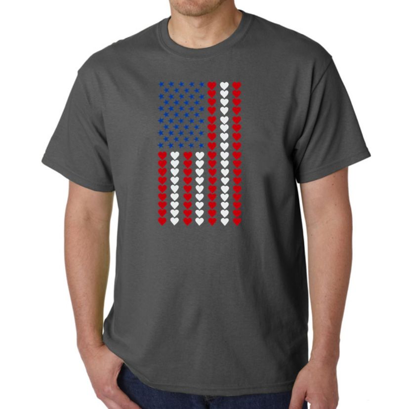 Mens Word Art T-Shirt - Heart Flag
