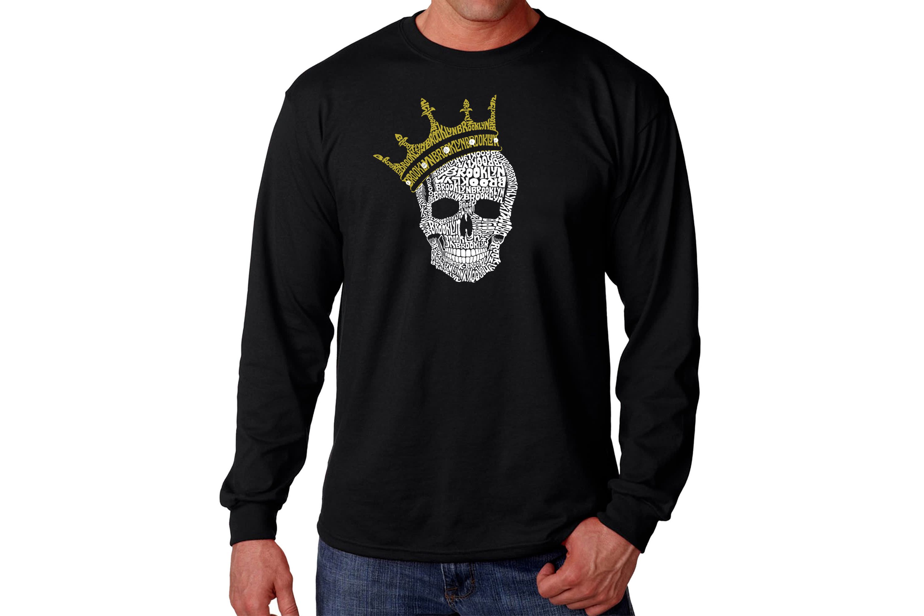 Mens Word Art Long Sleeve T-shirt - Brooklyn Crown