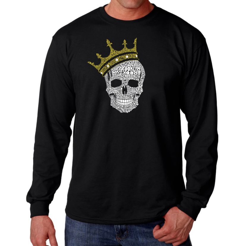Mens Word Art Long Sleeve T-shirt - Brooklyn Crown