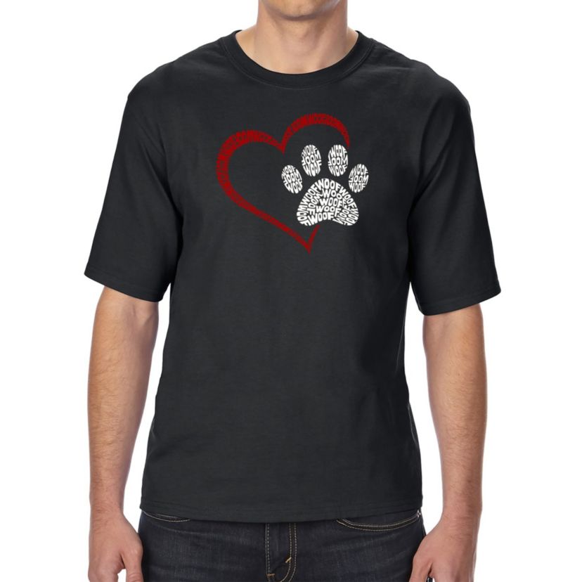 Mens Tall and Long Word Art T-Shirt - Paw Heart