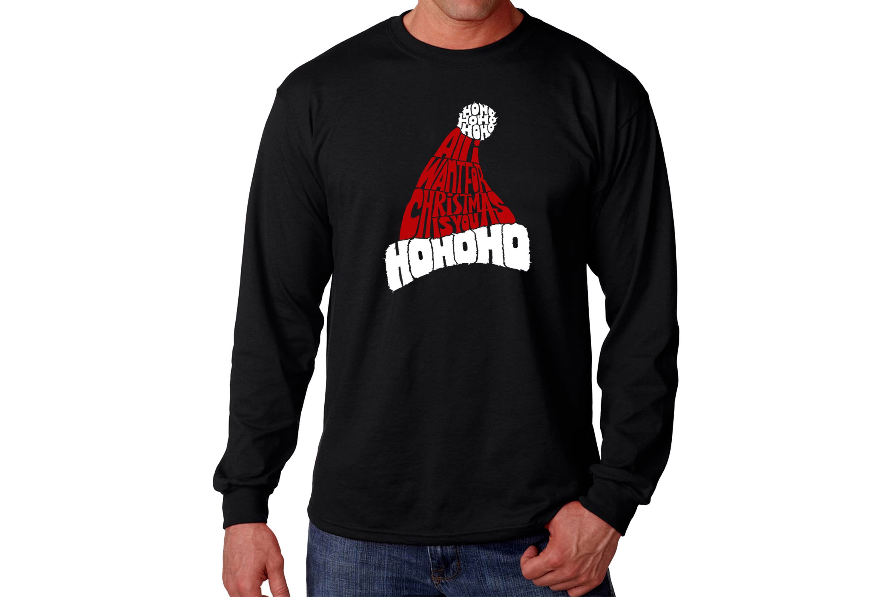 Mens Word Art Long Sleeve T-Shirt - All I Want for Christmas is You