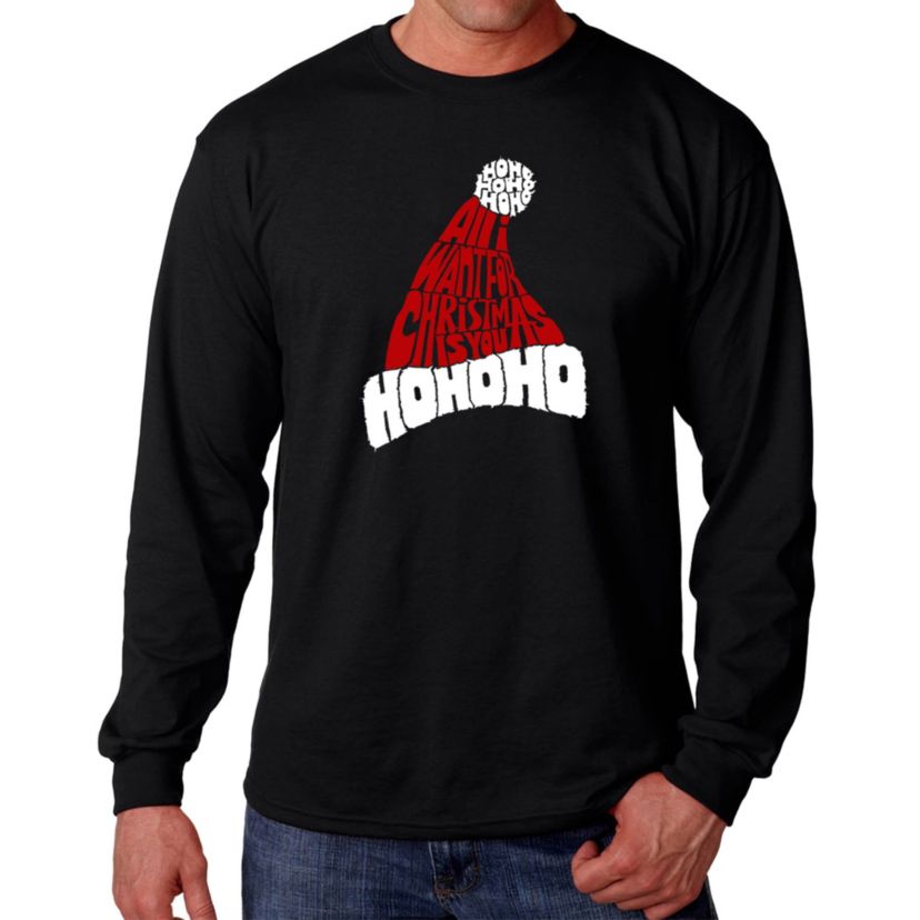 Mens Word Art Long Sleeve T-Shirt - All I Want for Christmas is You