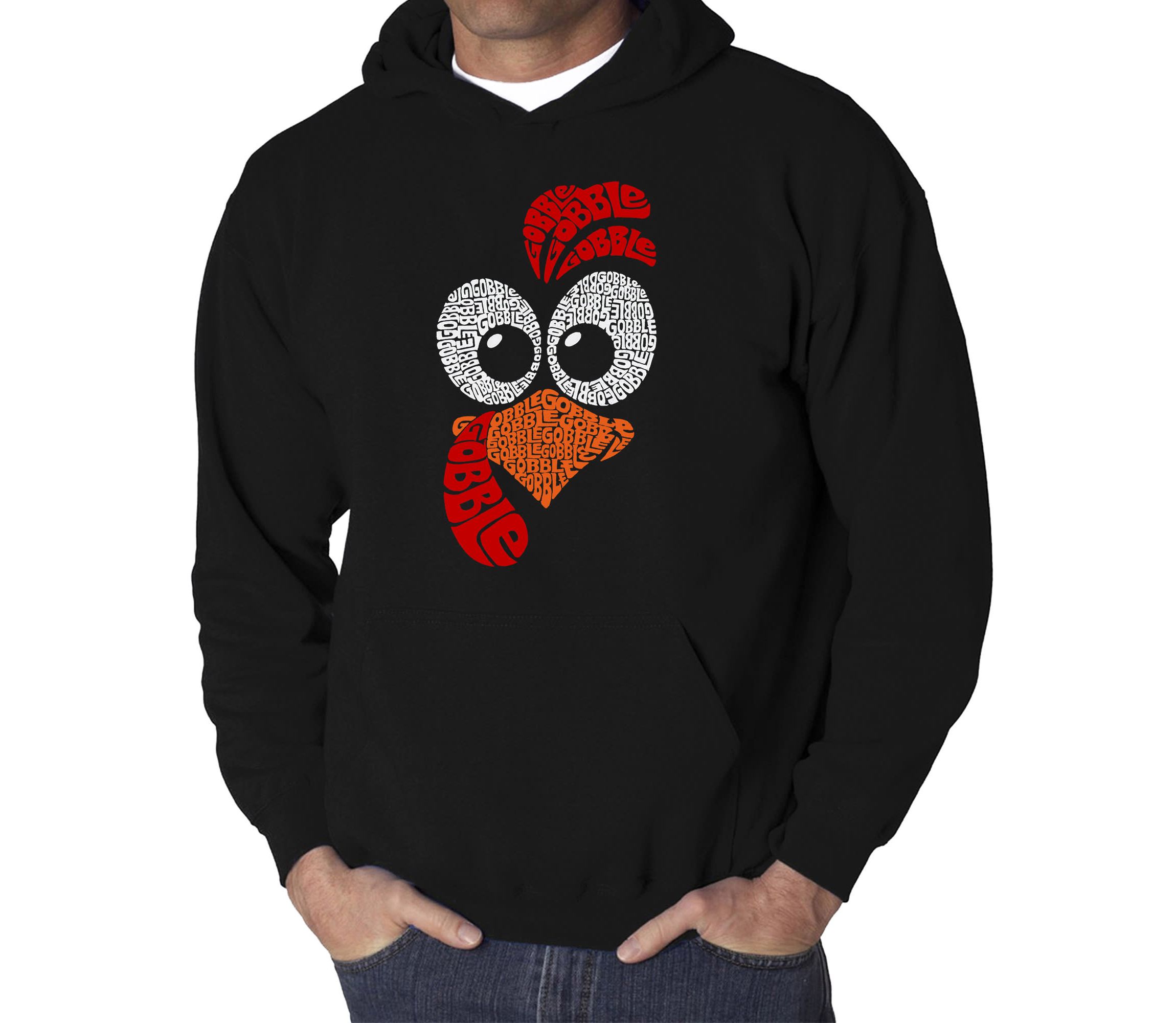 Mens Word Art Hooded Sweatshirt - Turkey Face