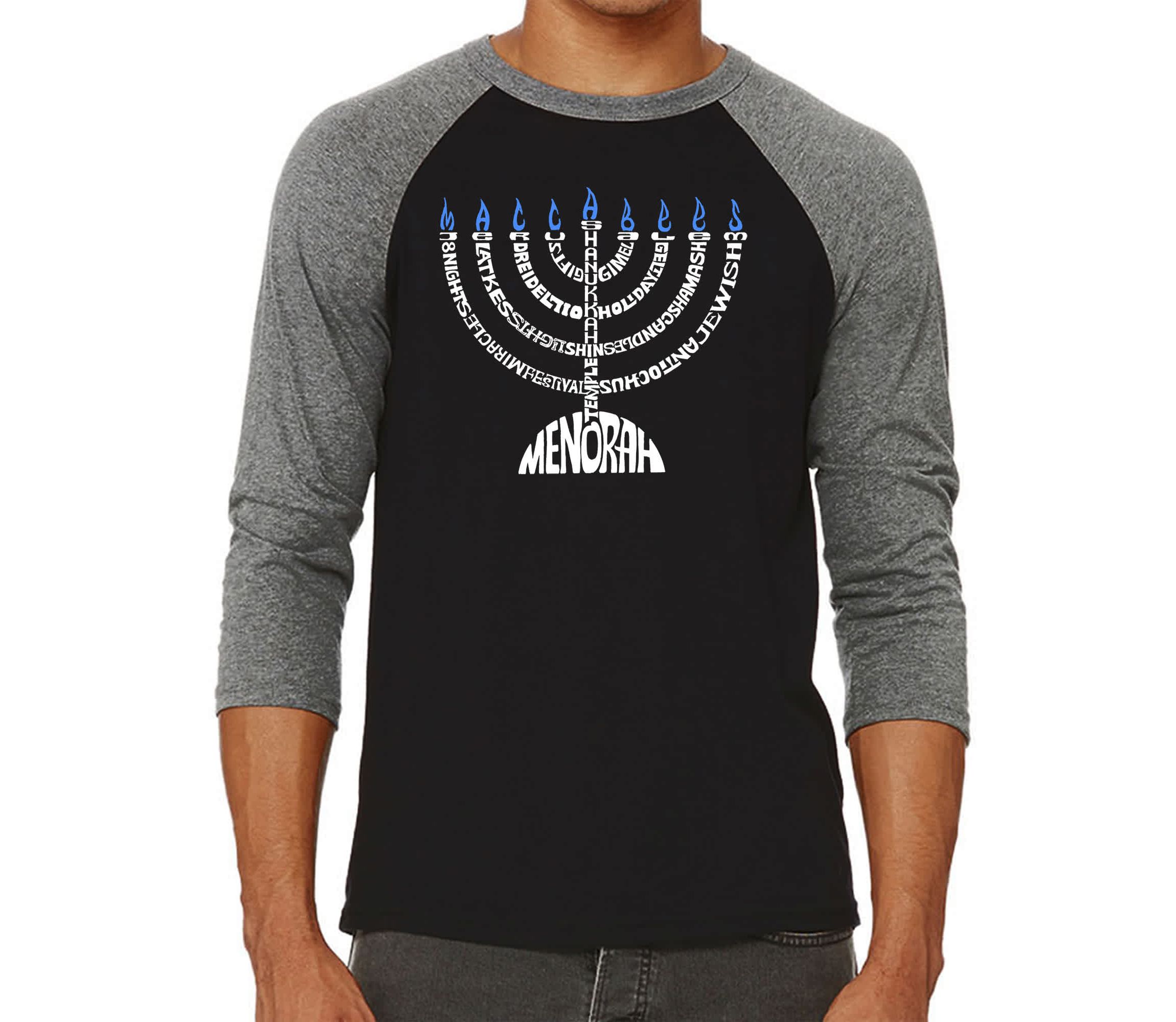 Mens Raglan Baseball Word Art T-Shirt - Menorah