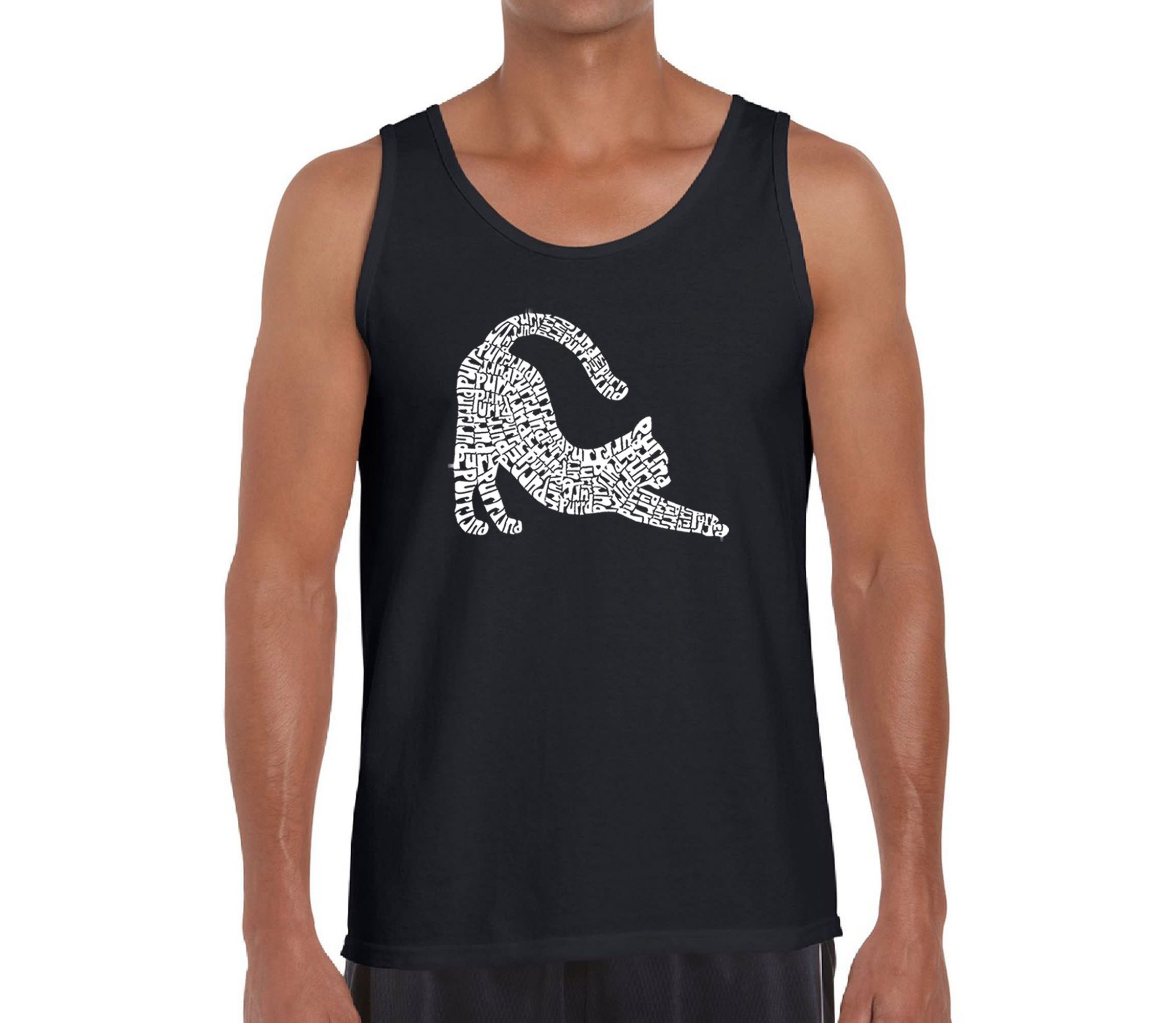 Mens Word Art Tank Top - Stretching Cat