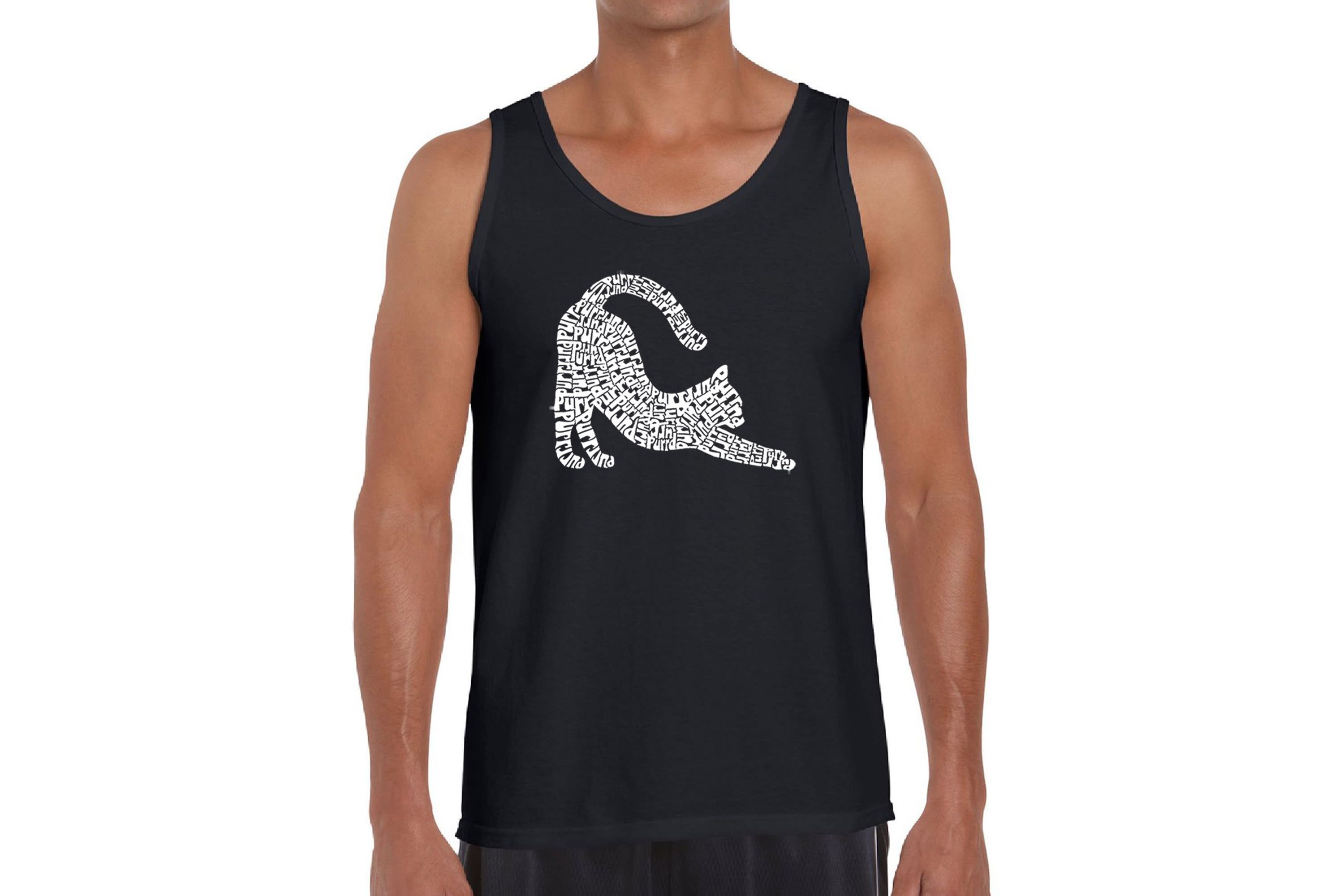 Mens Word Art Tank Top - Stretching Cat