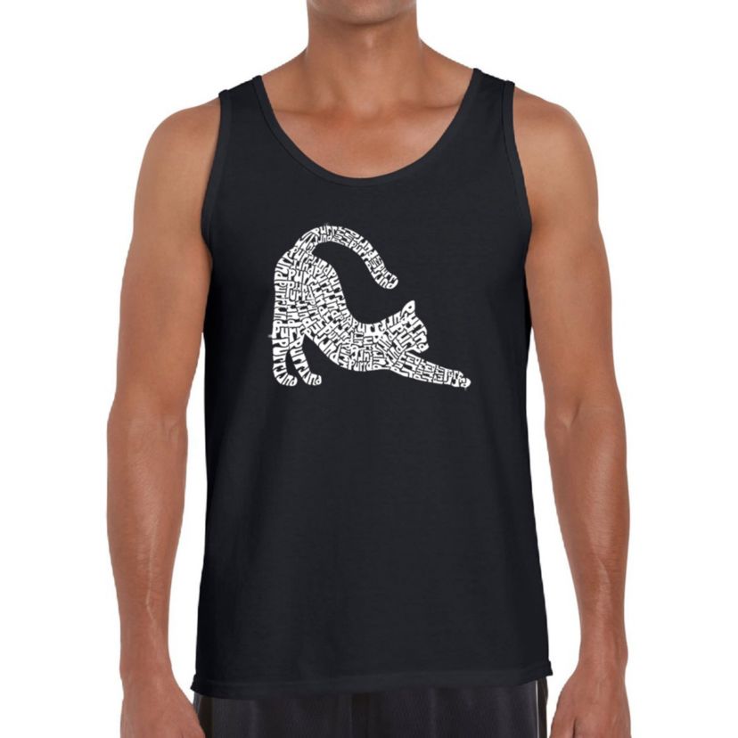 Mens Word Art Tank Top - Stretching Cat