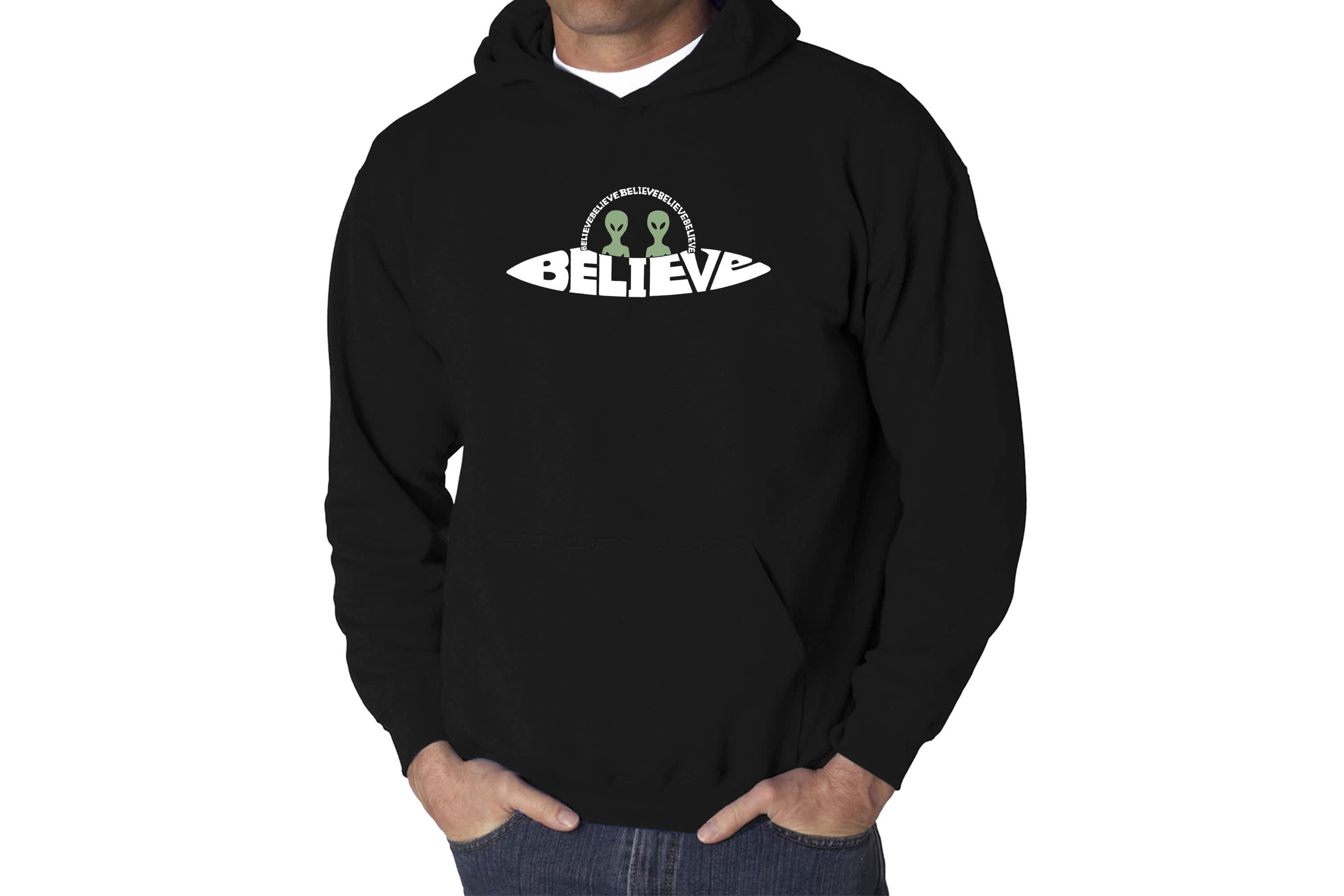 Mens Word Art Hooded Sweatshirt  - Believe UFO
