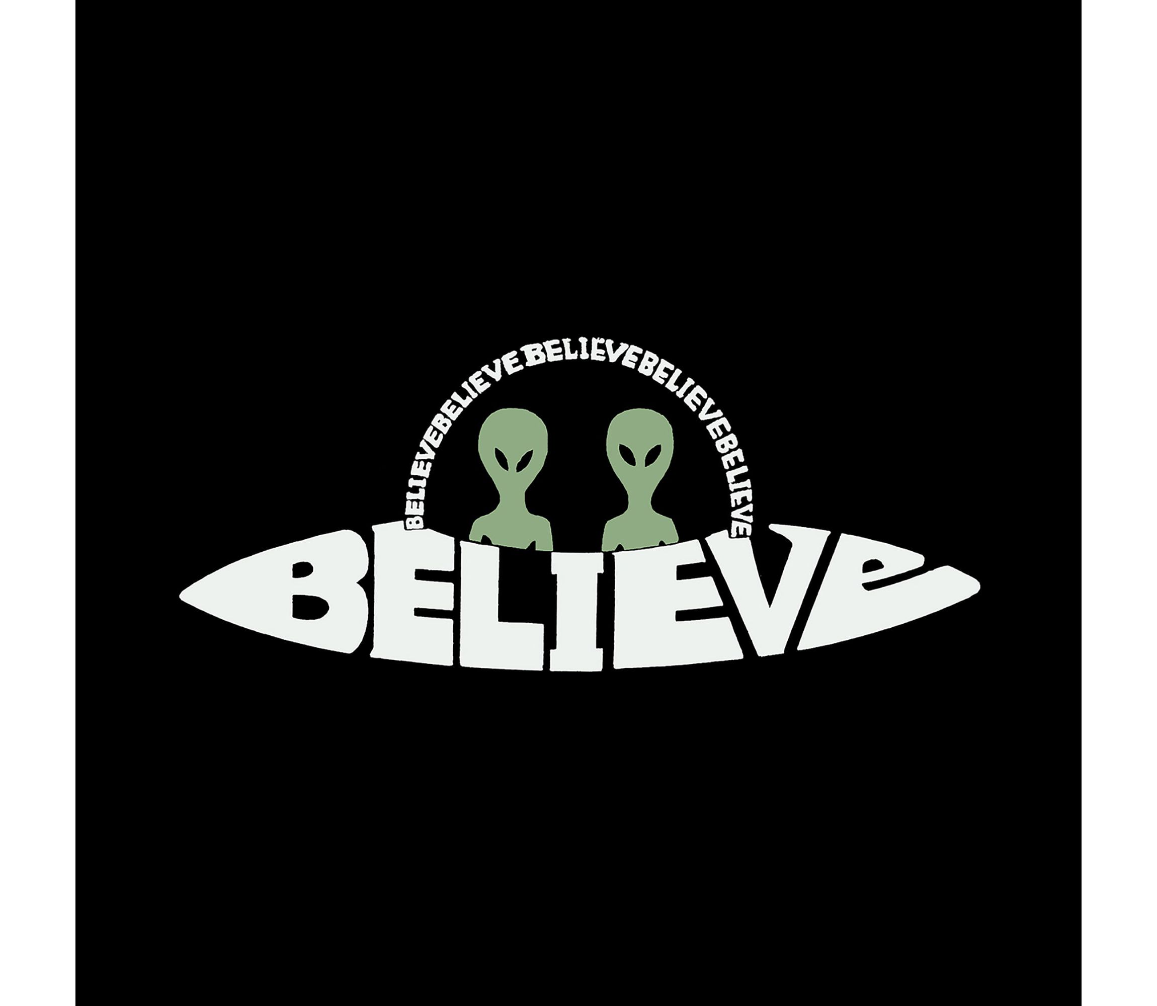 Mens Word Art Hooded Sweatshirt  - Believe UFO