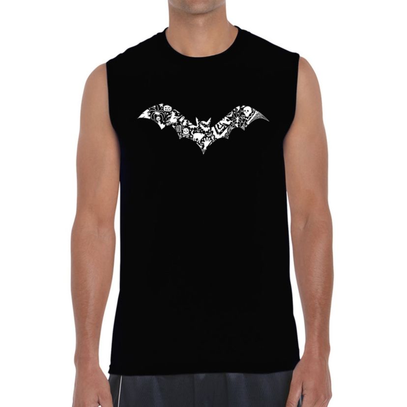 Mens Word Art Sleeveless T-Shirt - Bat Pics