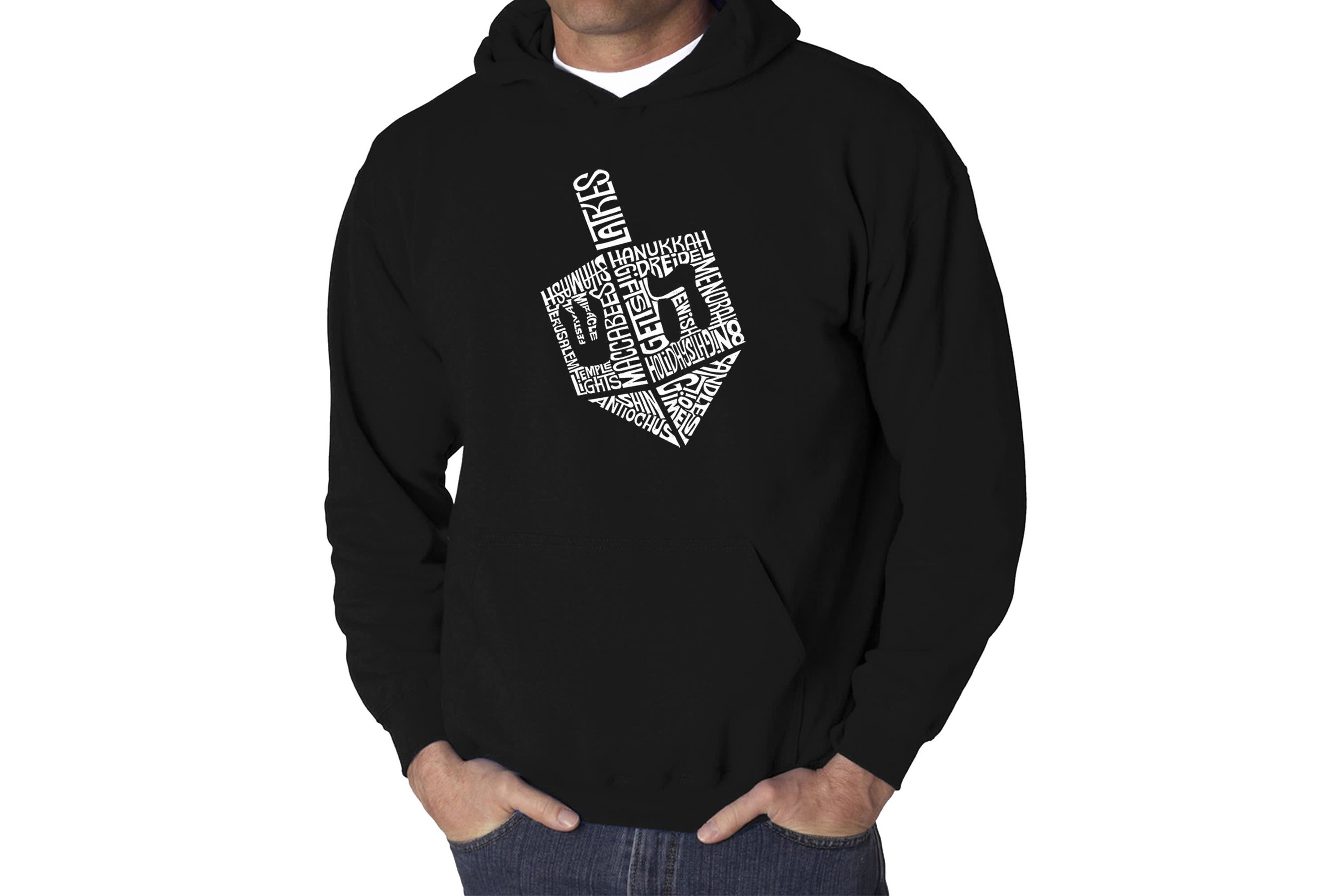 Mens Word Art Hooded Sweatshirt  - Hanukkah Dreidel