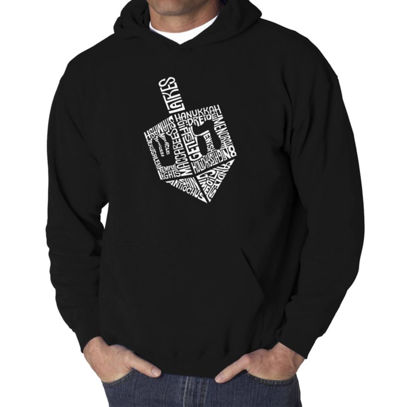 Mens Word Art Hooded Sweatshirt  - Hanukkah Dreidel