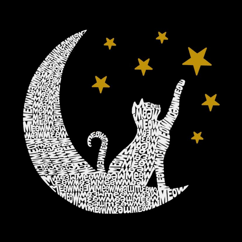 Mens Word Art Long Sleeve T-Shirt - Cat Moon