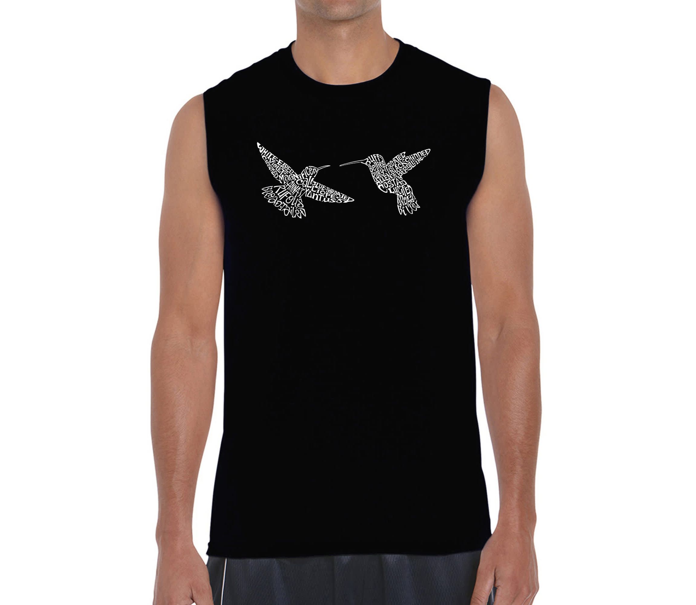 Mens Word Art Sleeveless T-Shirt  - Hummingbirds
