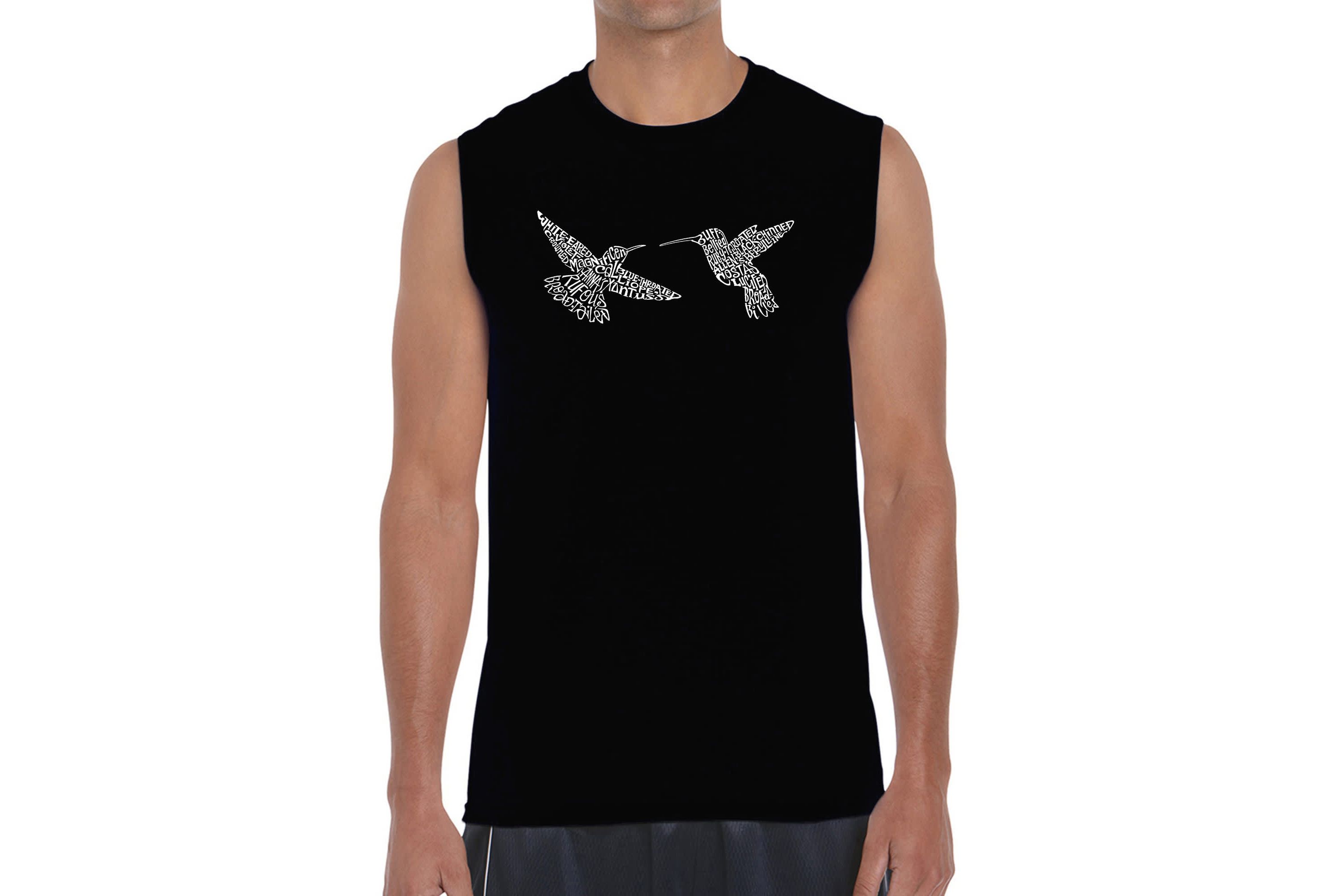 Mens Word Art Sleeveless T-Shirt  - Hummingbirds