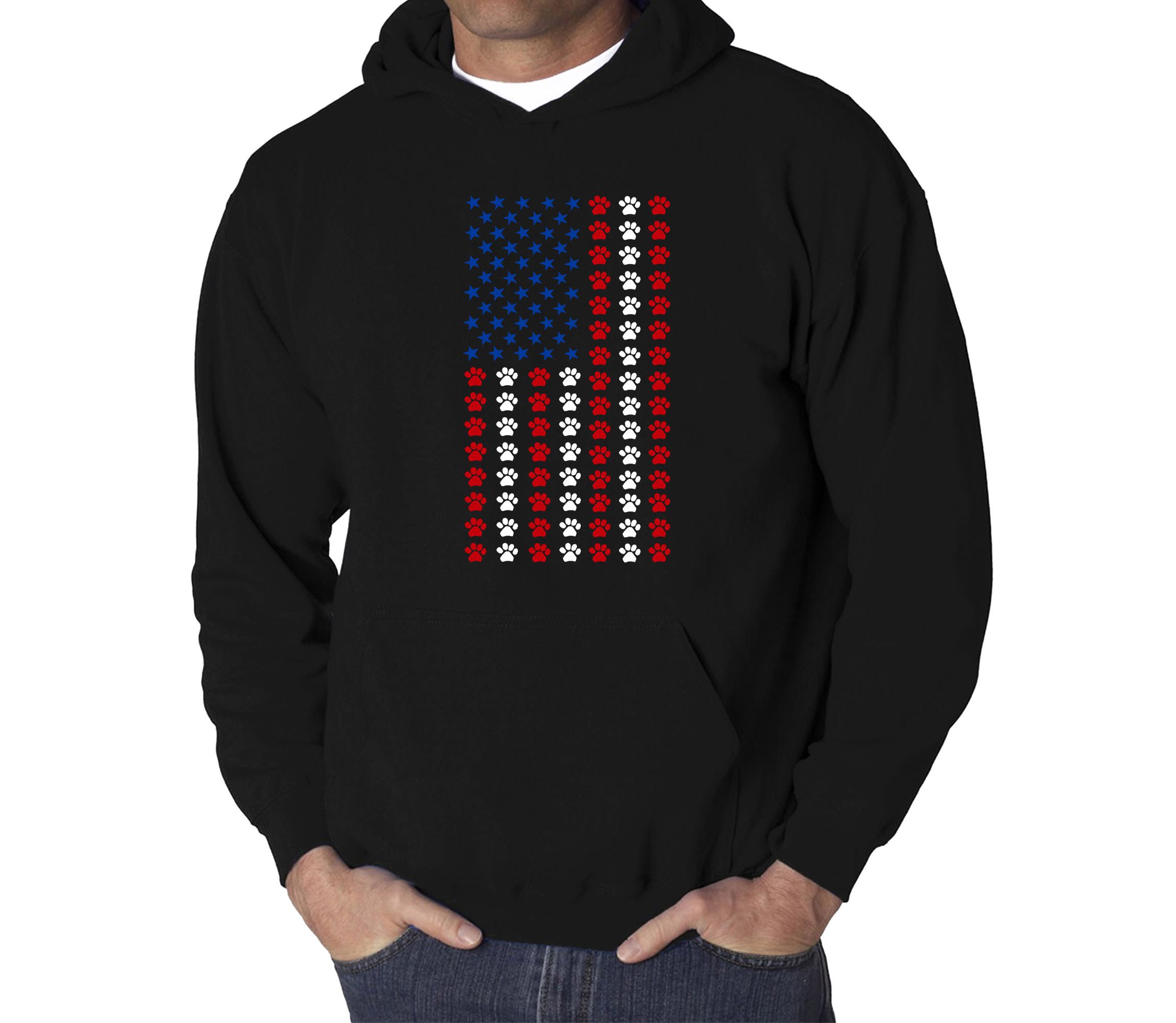 Mens Word Art Hooded Sweatshirt - Paws Flag