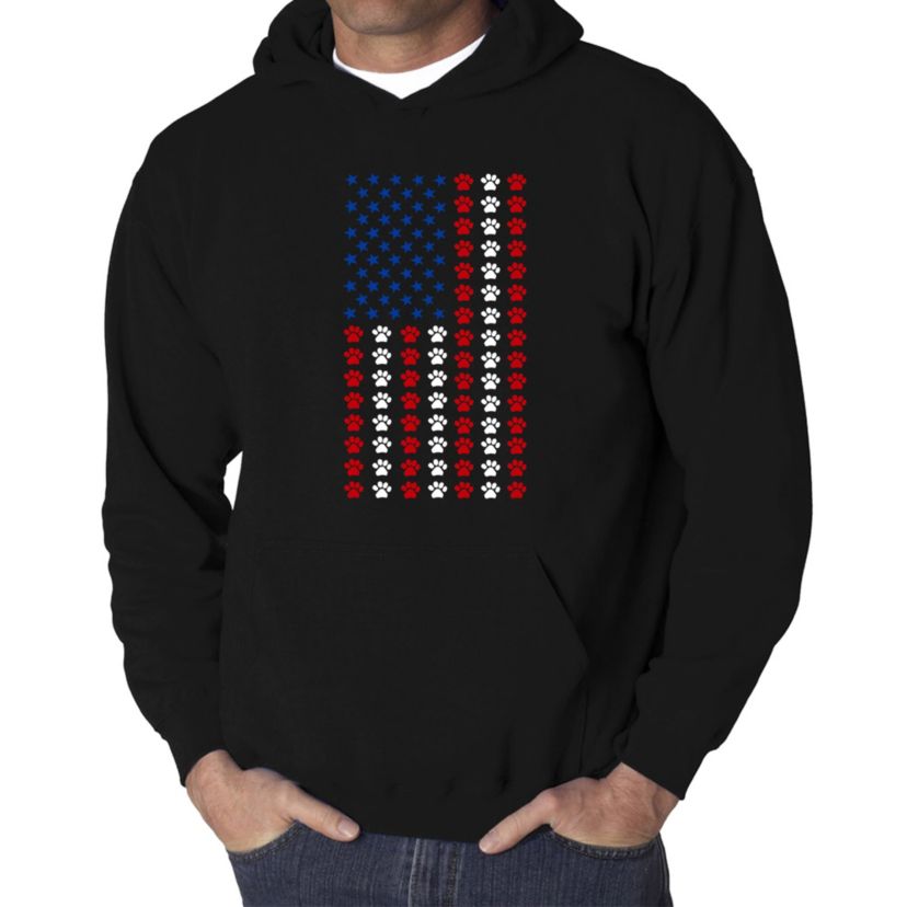 Mens Word Art Hooded Sweatshirt - Paws Flag