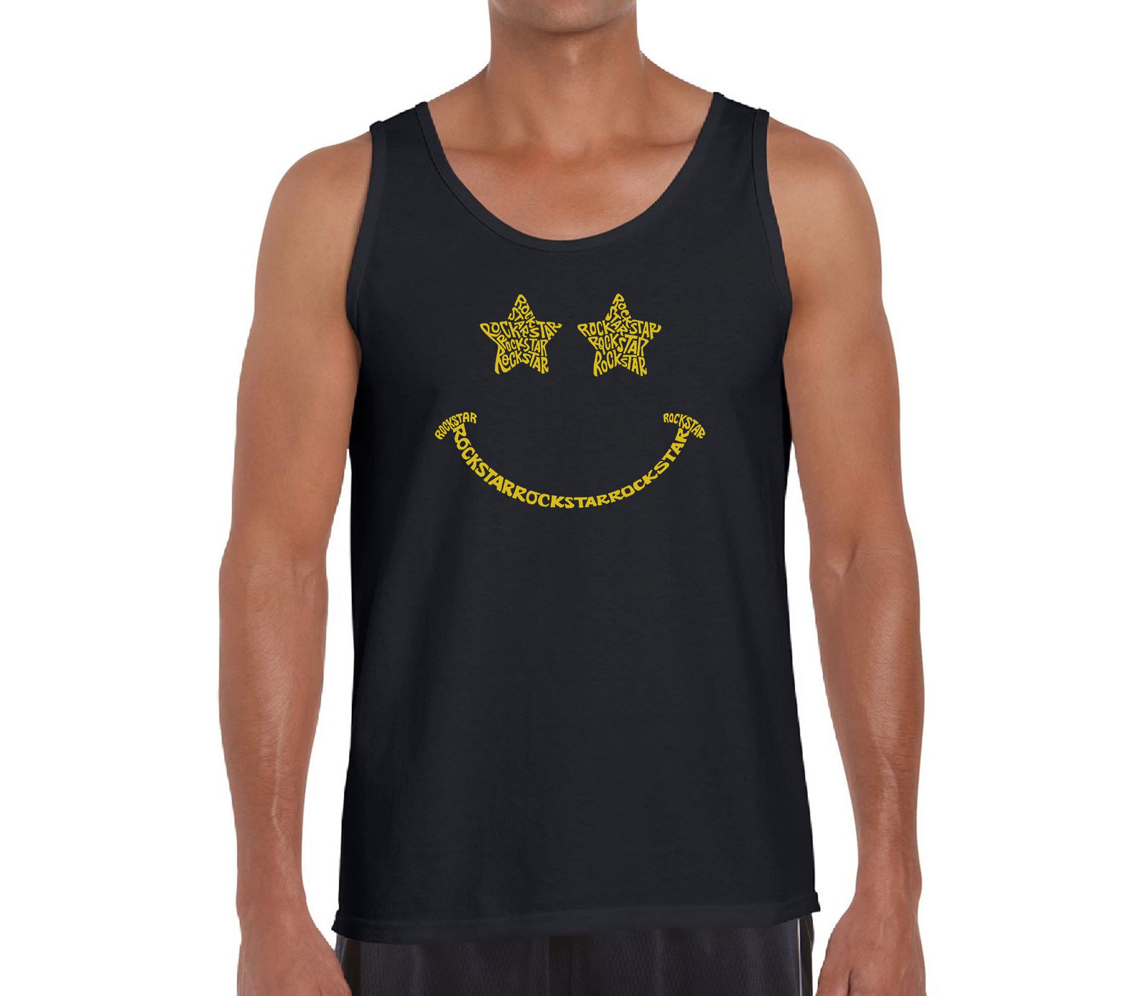 Mens Word Art Tank Top - Rockstar Smiley