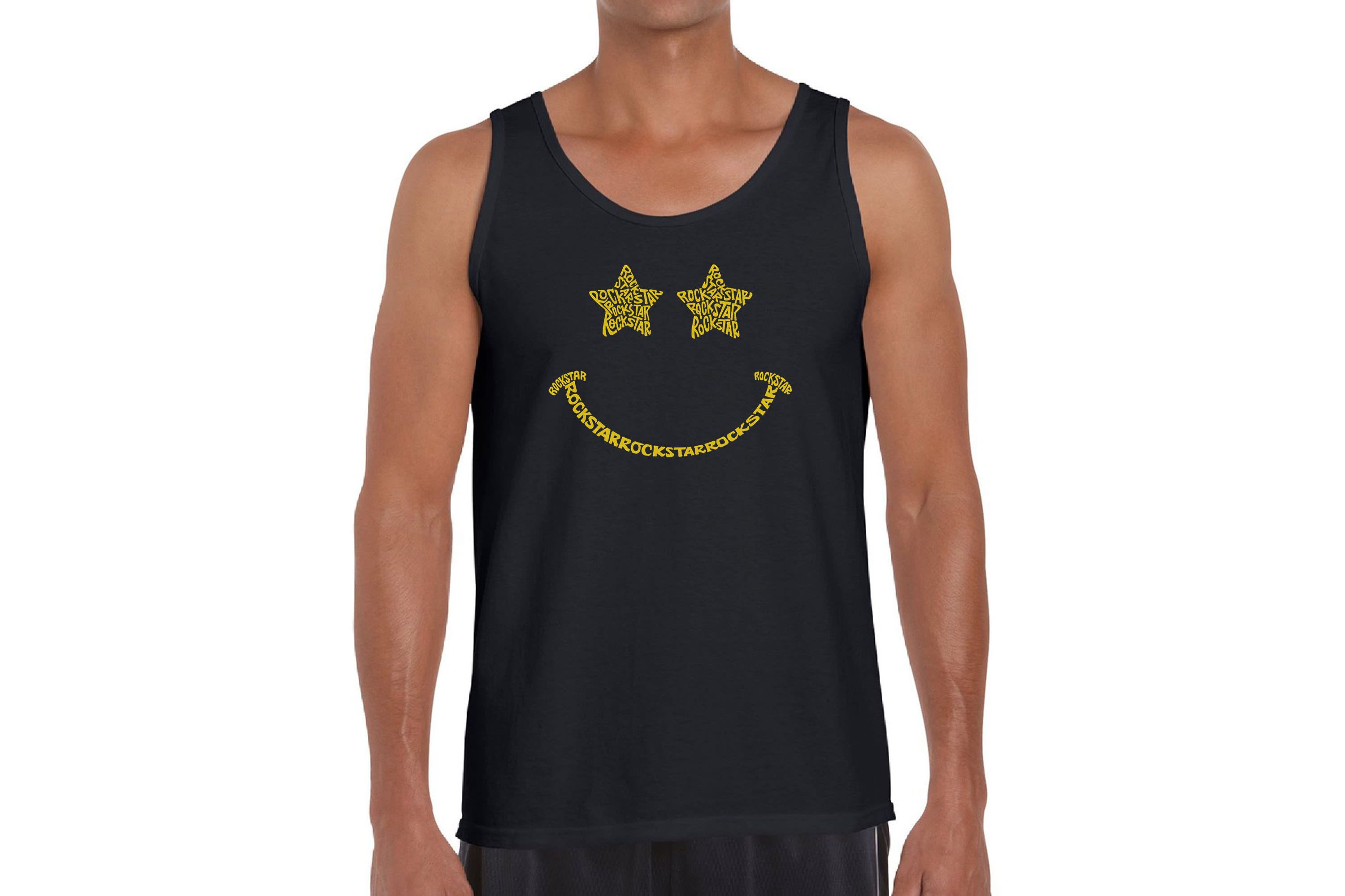 Mens Word Art Tank Top - Rockstar Smiley