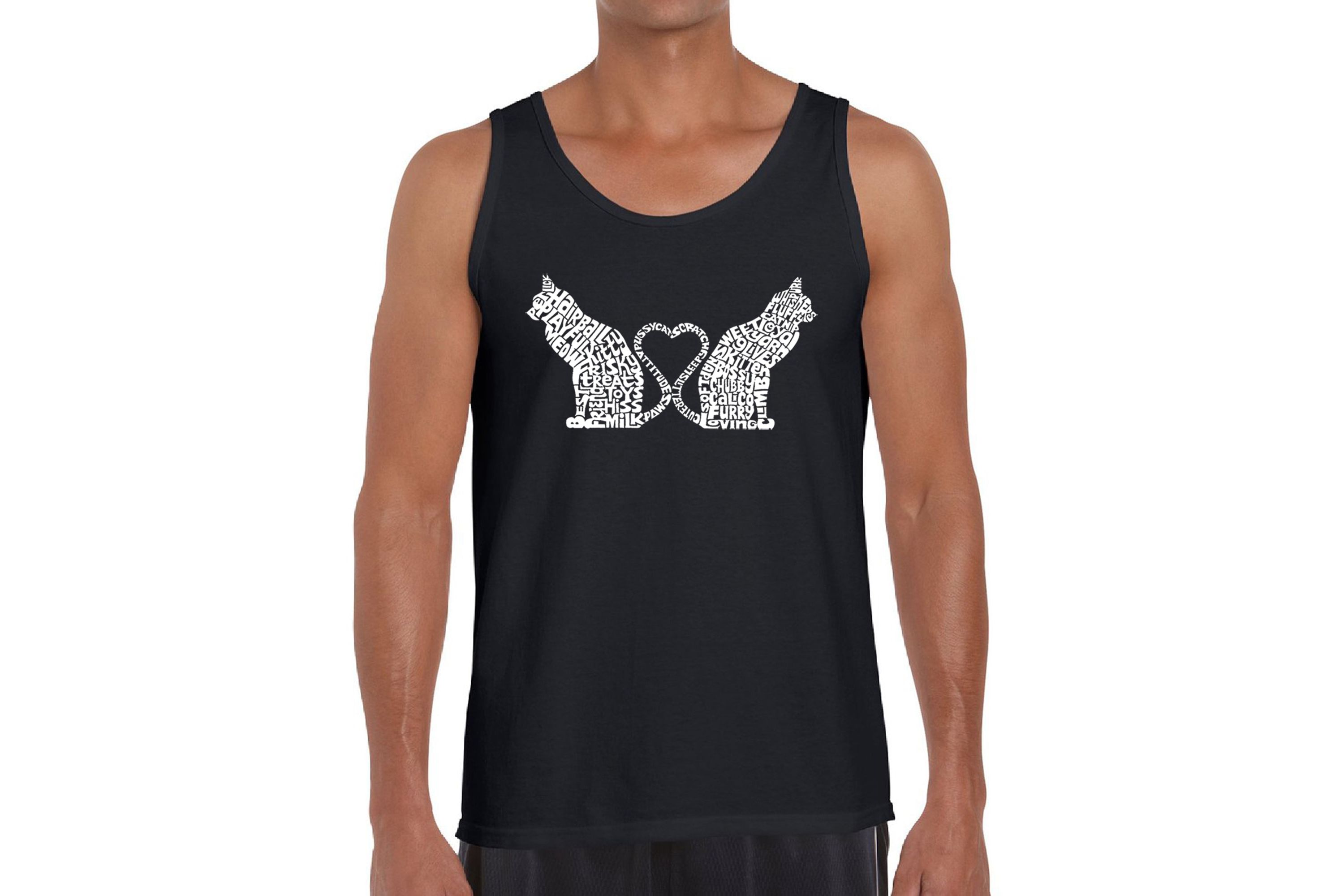 Mens Word Art Tank Top - Cat Tail Hearts