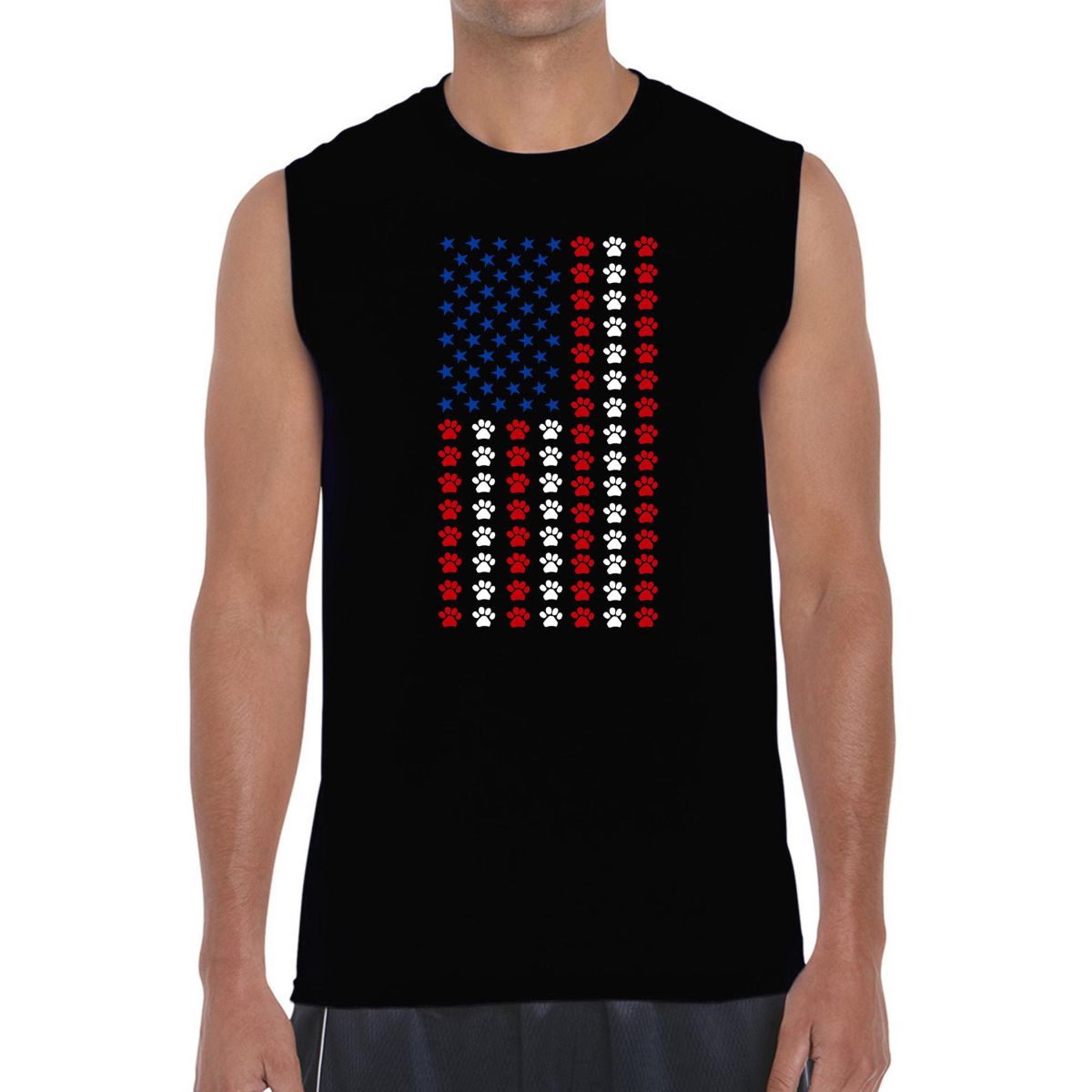 Mens Word Art Sleeveless T-Shirt - Paws Flag
