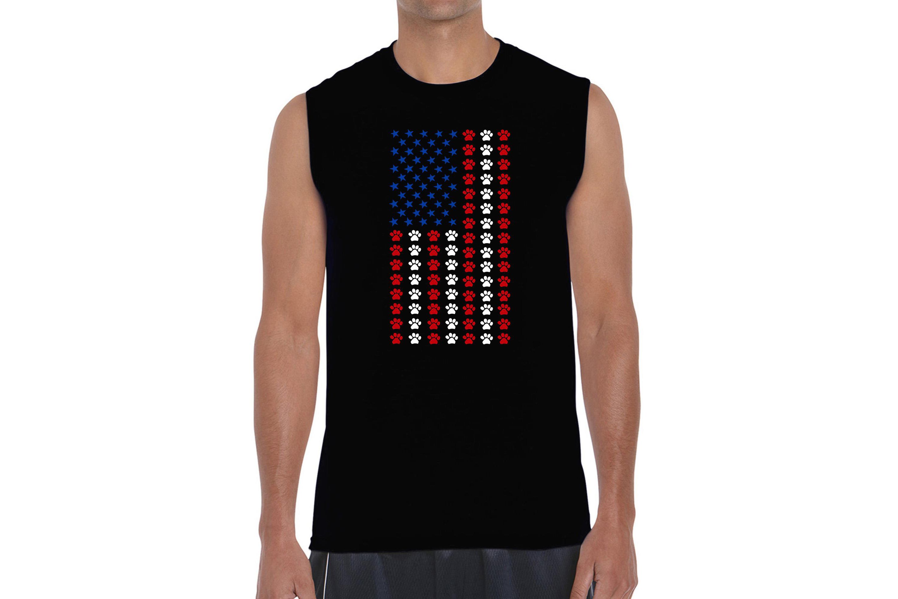 Mens Word Art Sleeveless T-Shirt - Paws Flag