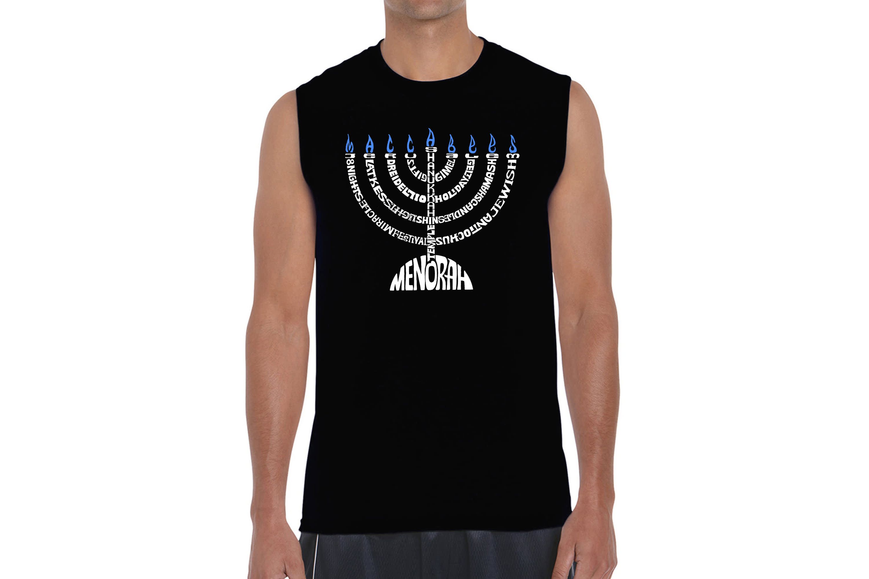 Mens Word Art Sleeveless T-Shirt - Menorah
